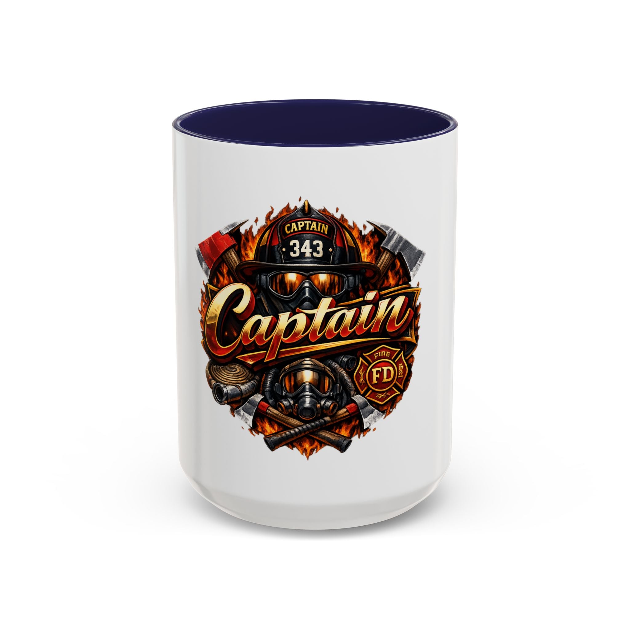 Captain Firefighter Coffee Mug — 'Captain' Fire Rescue Emblem Accent Mug (11/15oz)