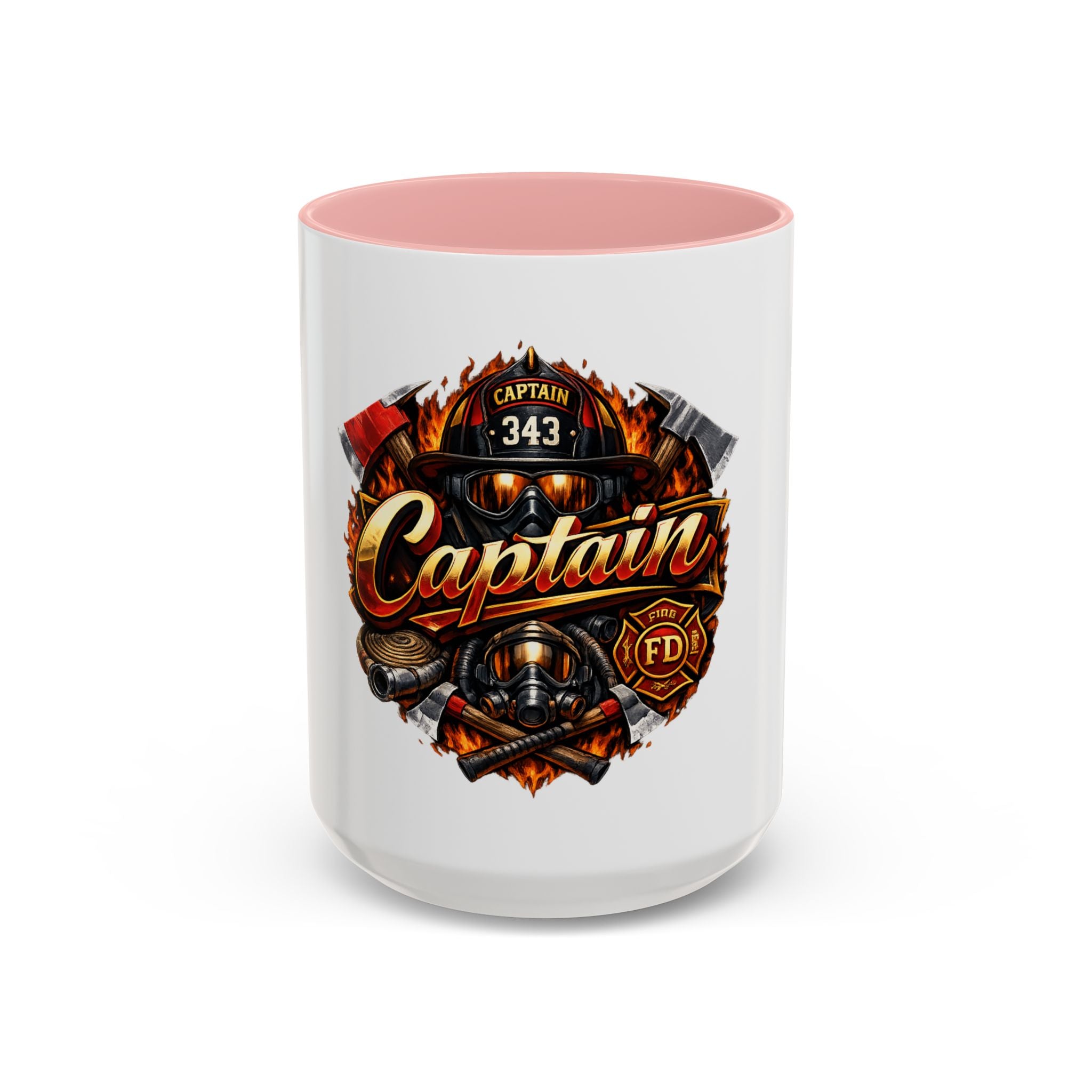Captain Firefighter Coffee Mug — 'Captain' Fire Rescue Emblem Accent Mug (11/15oz)