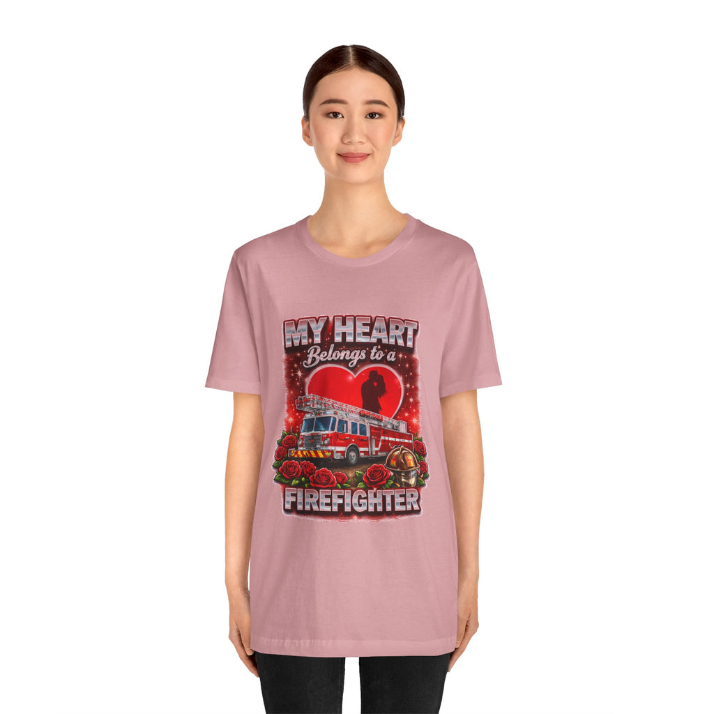 "My Heart Belongs to a Firefighter"  Firefighter Wife T-Shirt
