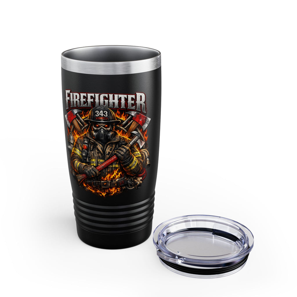 Firefighter 20oz Tumbler — '343' Firefighter Badge Insulated Travel Cup