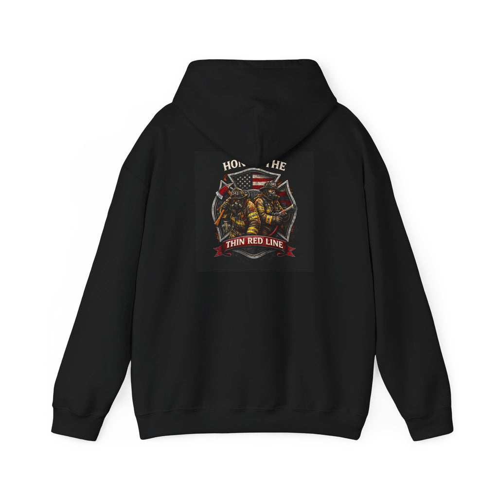Firefighter Hoodie – Honor the Thin Red Line Graphic Hooded Sweatshirt