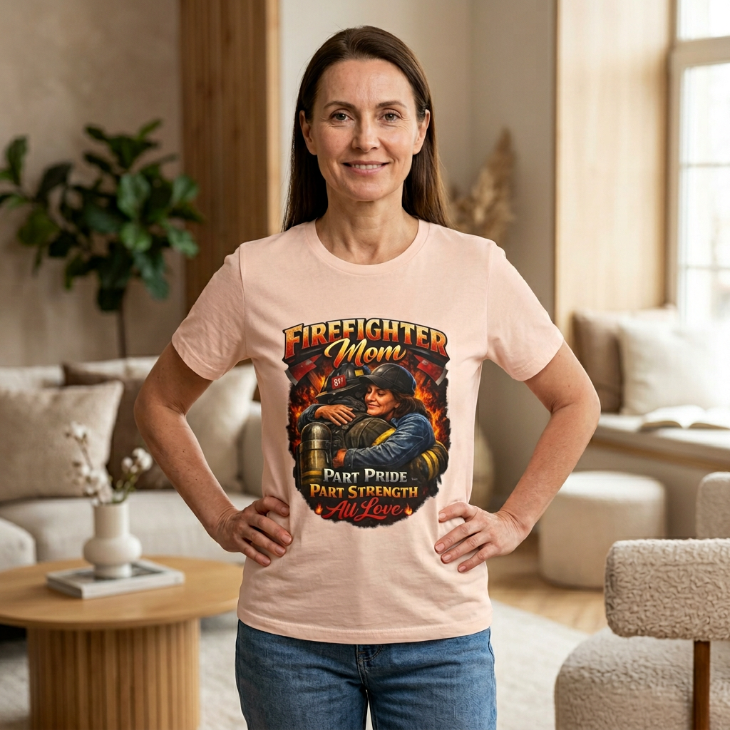 "Part Pride, Part Strength, All Love"  Firefighter Mom T-Shirt