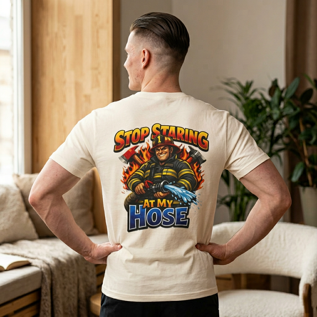 Stop Staring At My Hose Firefighter T‑Shirt
