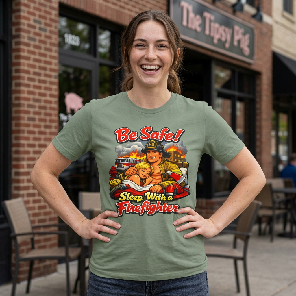 Be Safe! Sleep With a Firefighter T-Shirt — Retro Firefighter Graphic Tee