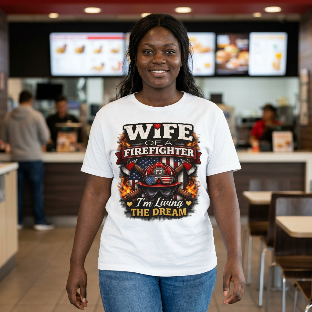 Wife of a Firefighter T-Shirt – “I’m Living the Dream” Firefighter Wife Tee
