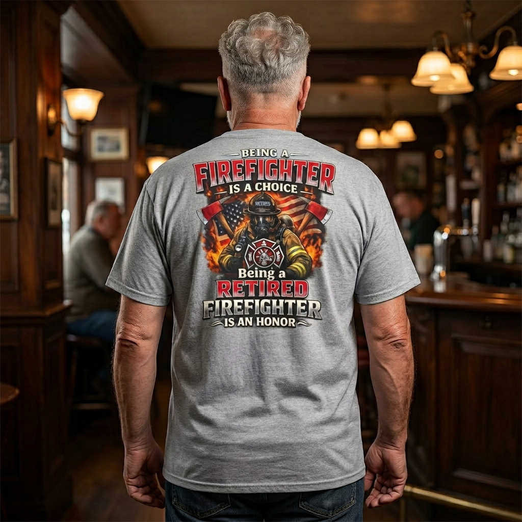 Retired Firefighter T-Shirt – "Being A Firefighter Is A Choice, Being A Retired Firefighter Is An Honor"