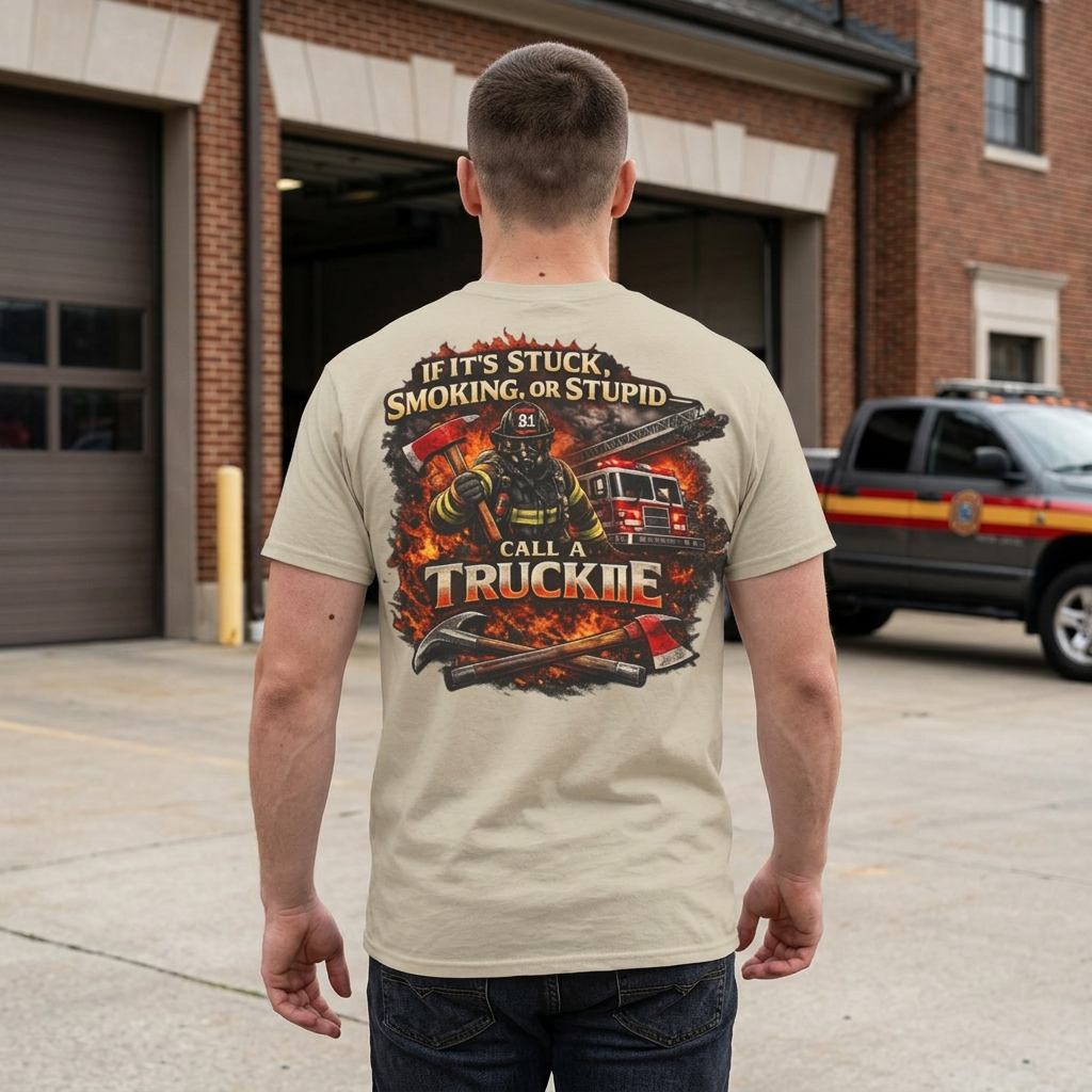 Truck Crew T-Shirt — “If It’s Stuck, Smoking, or Stupid, Call a Truckie”