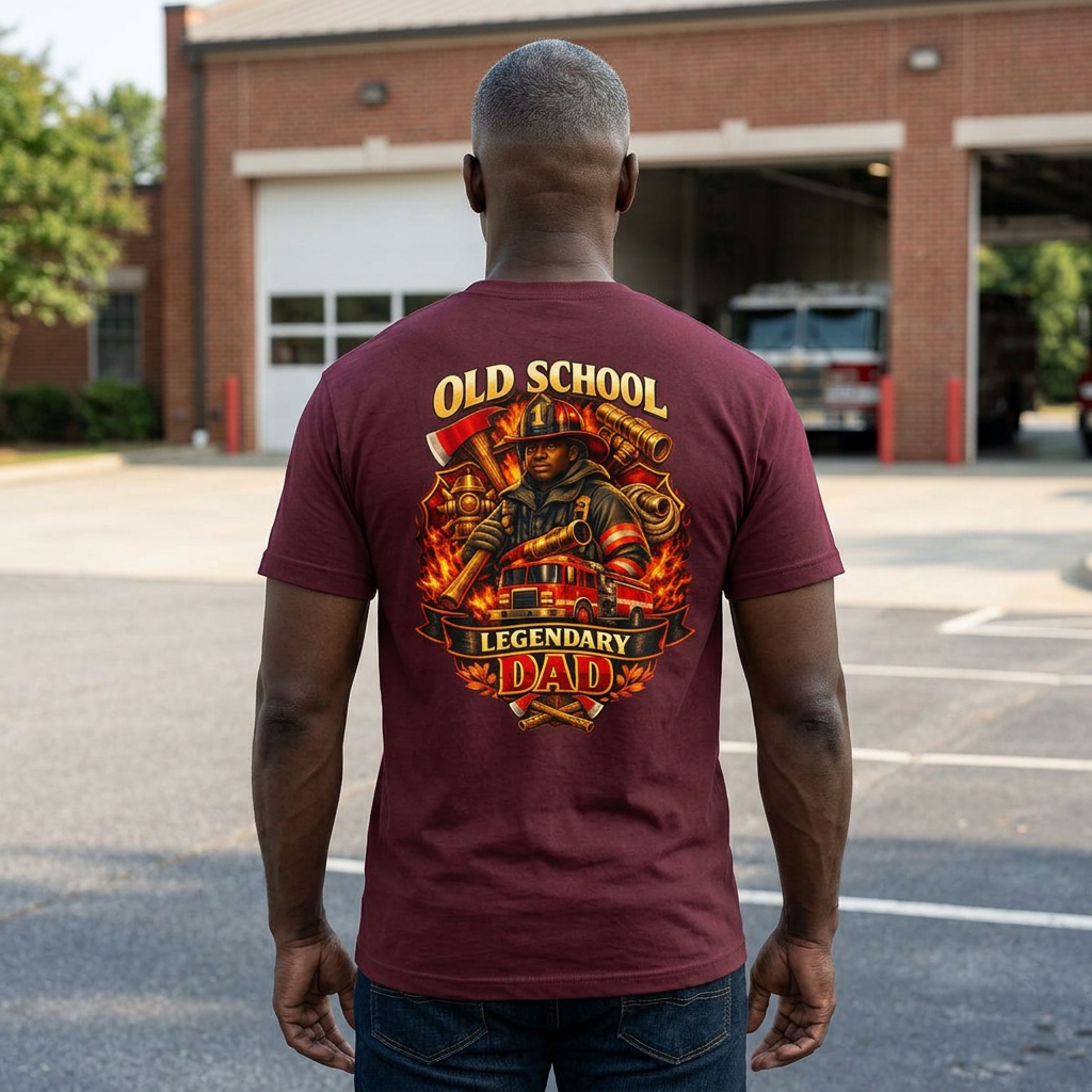 Old School Legendary Dad T-Shirt — Retro Firefighter Dad Graphic Tee