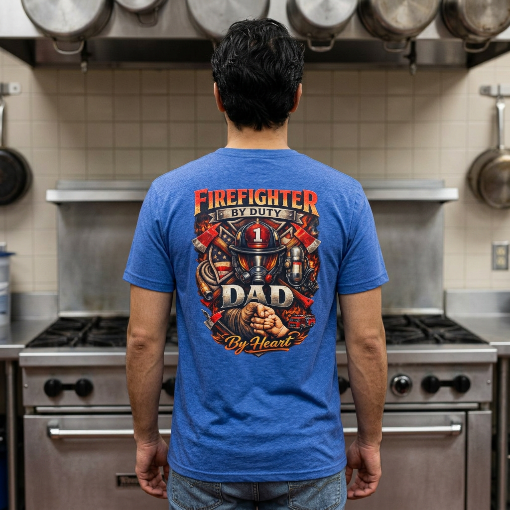Firefighter Dad T‑Shirt — "Firefighter By Duty, Dad By Heart" Graphic Tee