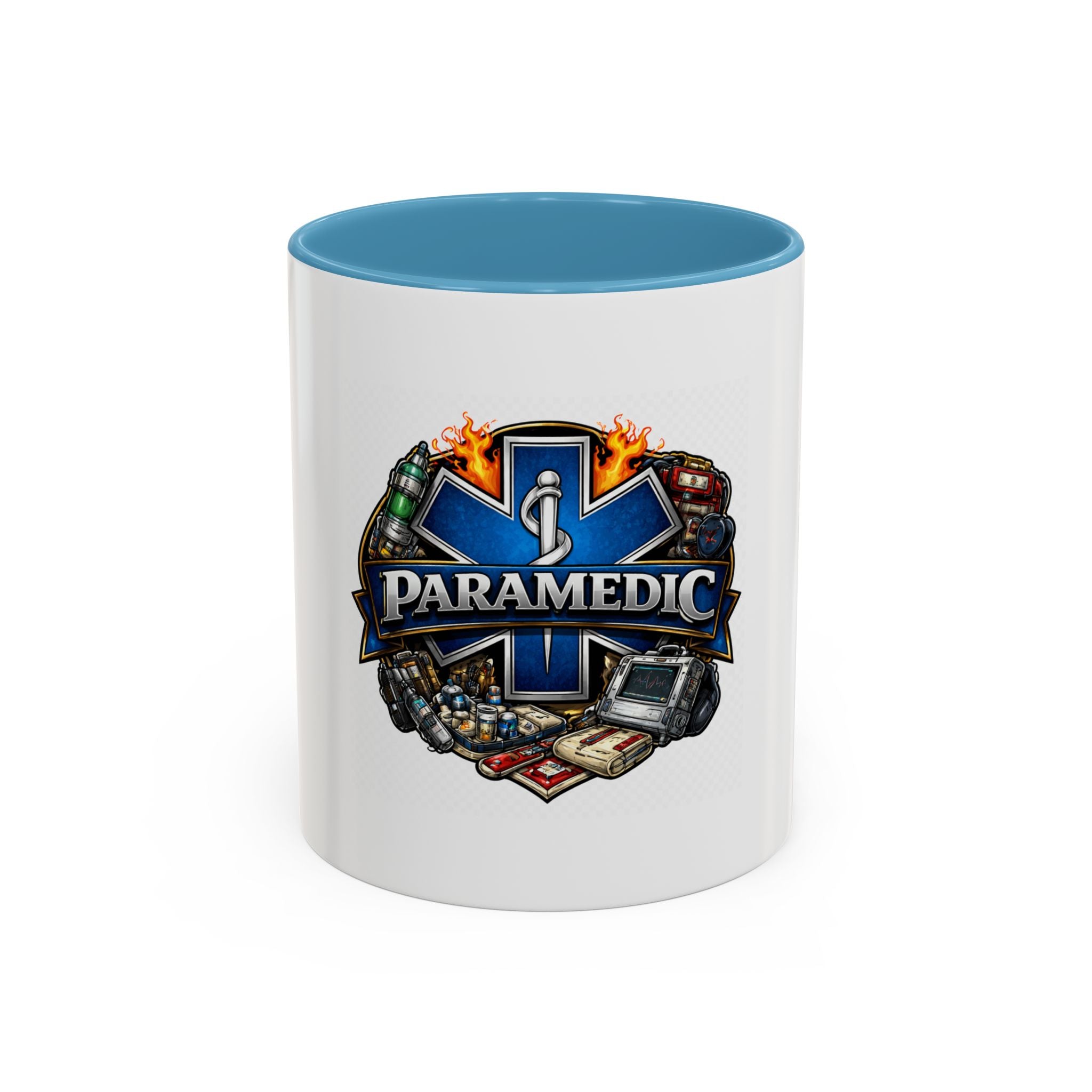 Paramedic Emblem Accent Coffee Mug — EMS Star of Life Design