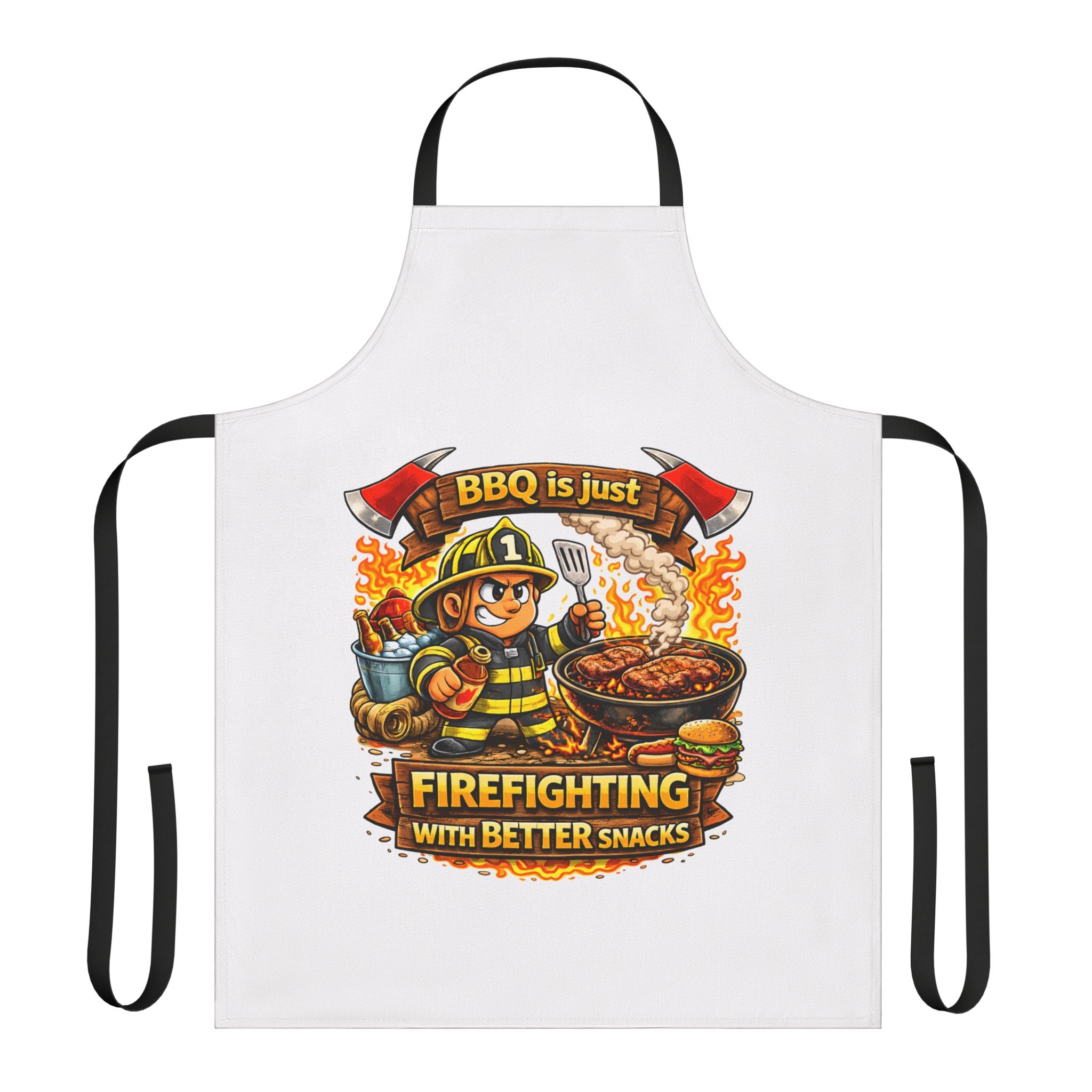 Firefighter BBQ Apron – "BBQ is Just Firefighting with Better Snacks"