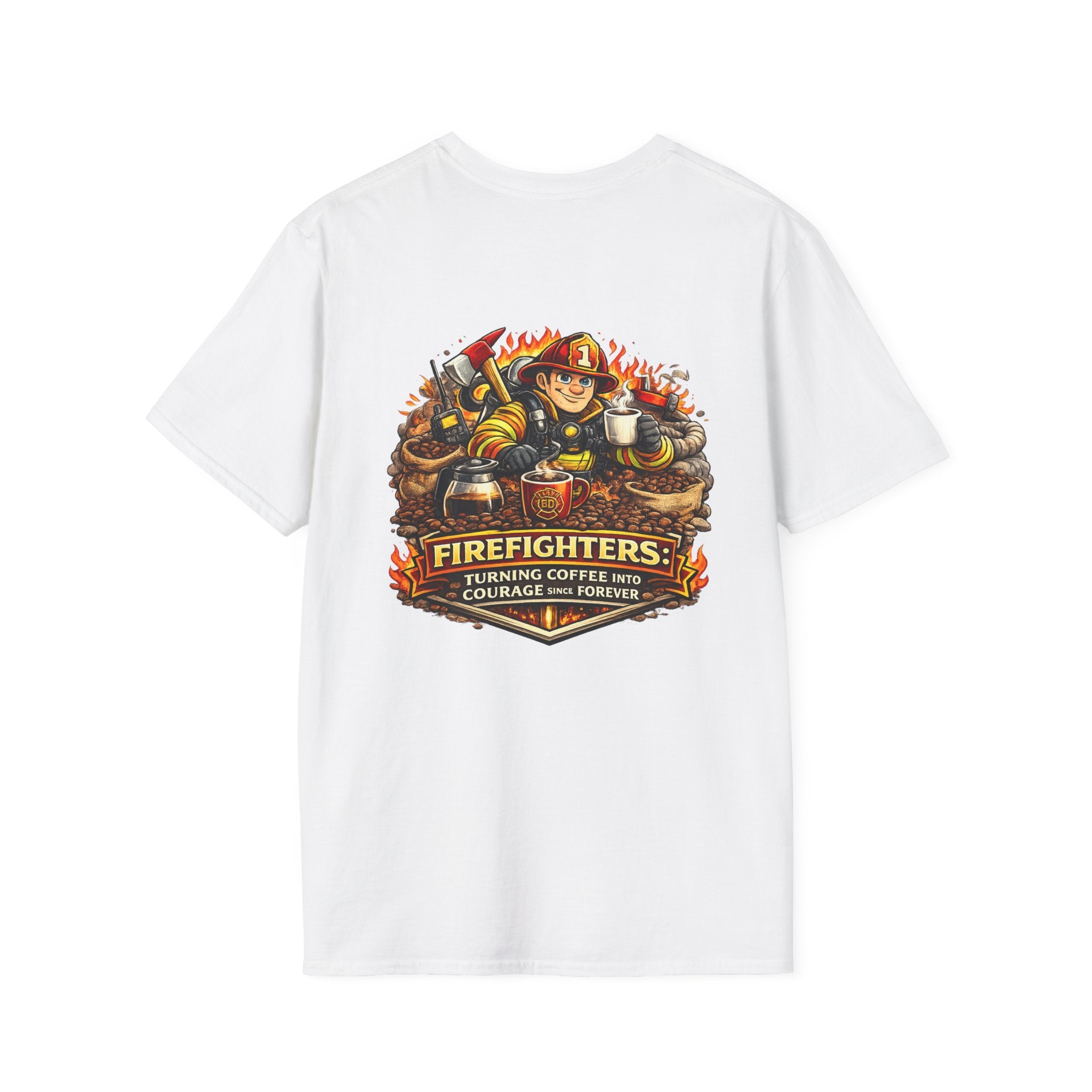 Firefighter Coffee T-Shirt — "Turning Coffee Into Courage" Graphic Tee
