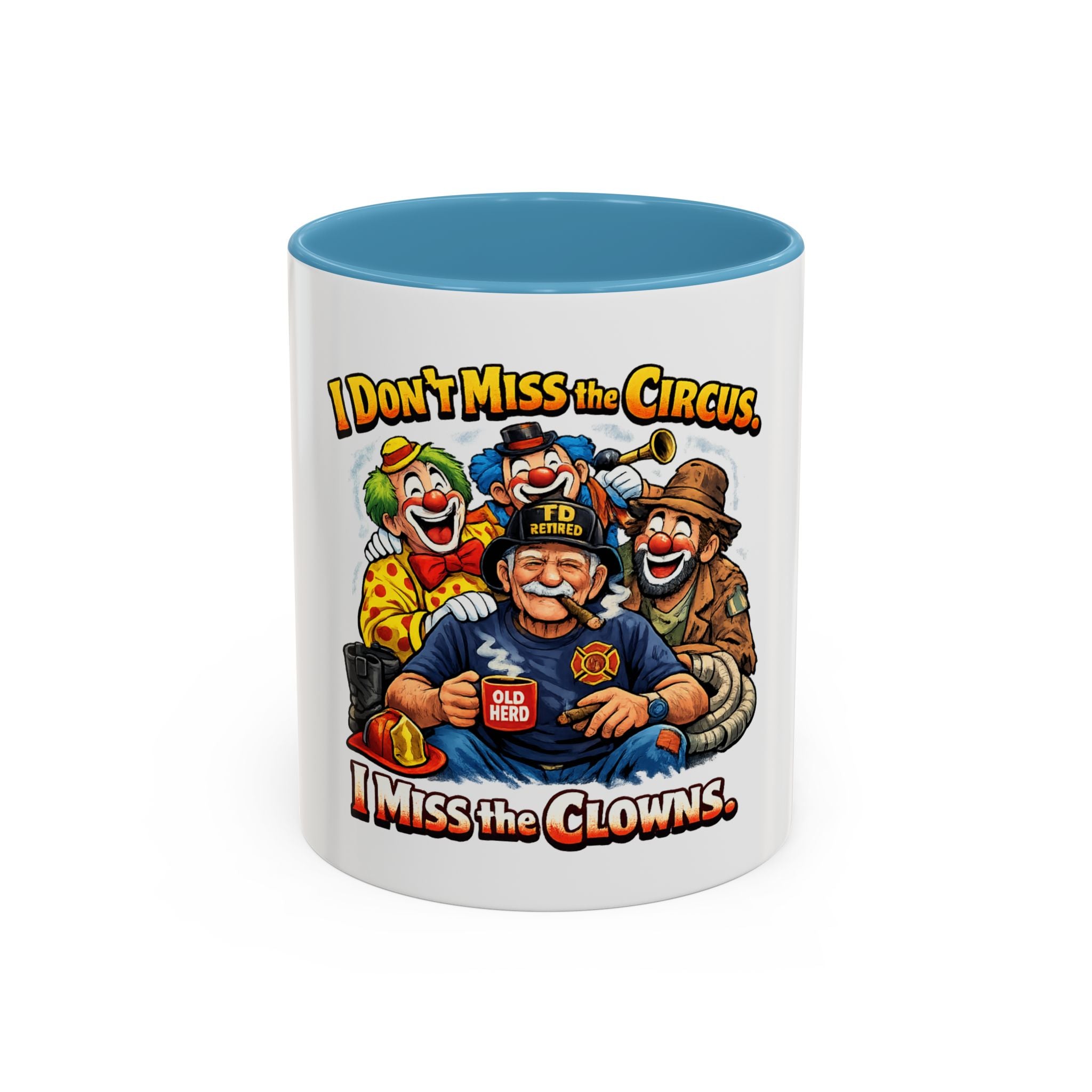 Coffee Mug — "I Don't Miss the Circus, I Miss the Clowns" Vintage Firefighter Clown Design (11/15oz)