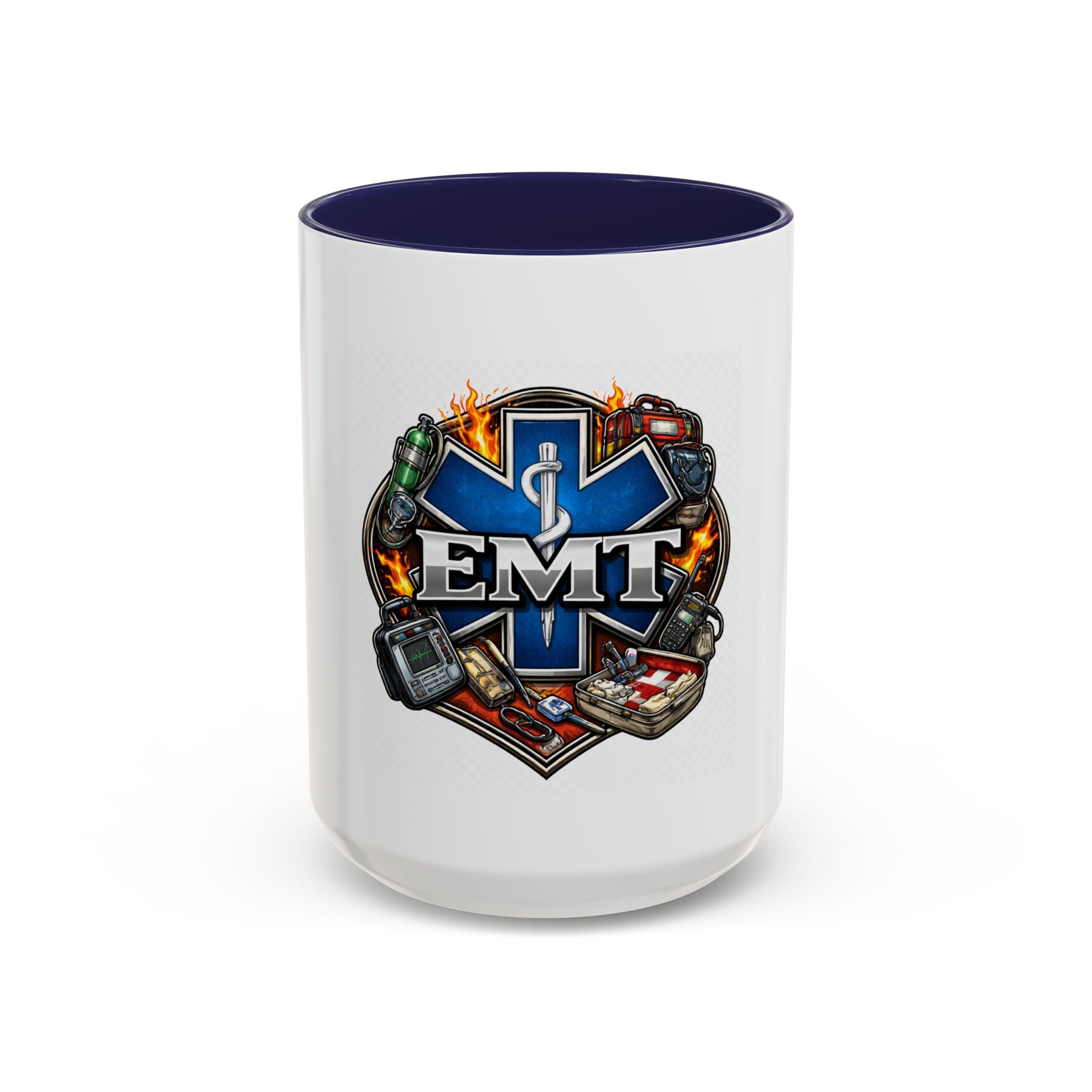 EMT Star of Life Accent Coffee Mug – Paramedic Emergency Medical Technician Gift (11/15oz)