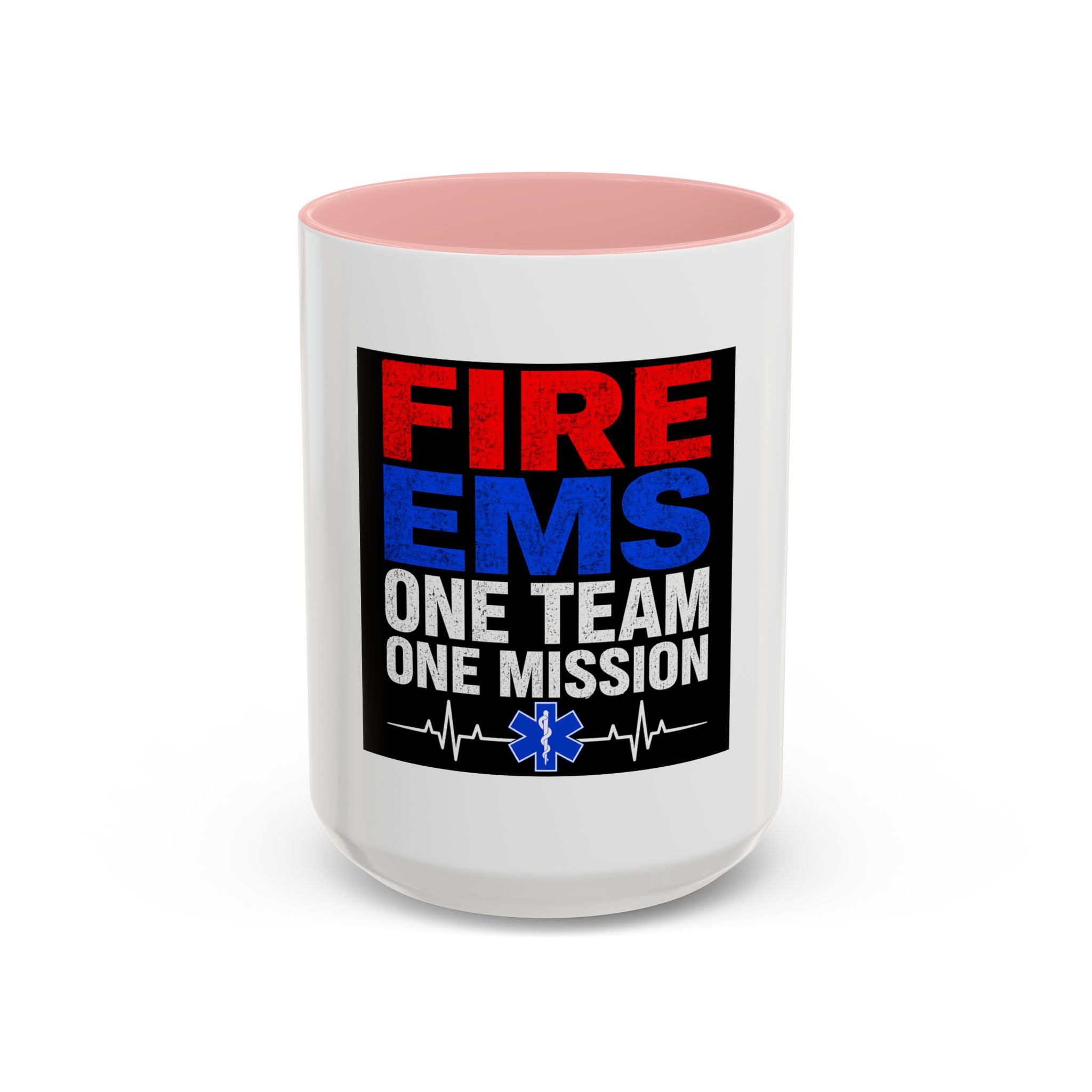 Fire EMS One Team One Mission Accent Coffee Mug — Emergency Medical Services Coffee Cup