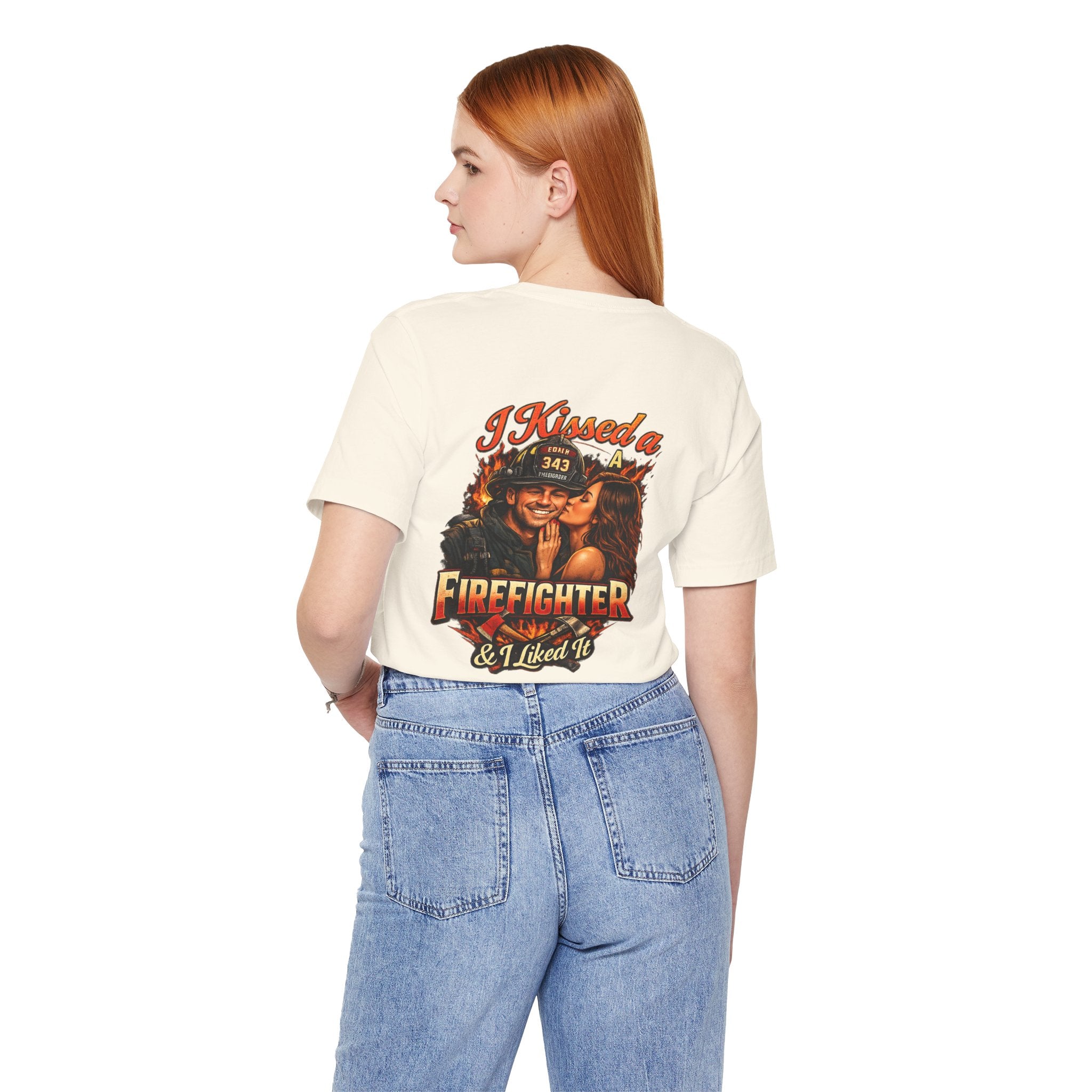 I Kissed a Firefighter Tee — Romantic Firefighter Graphic T-Shirt