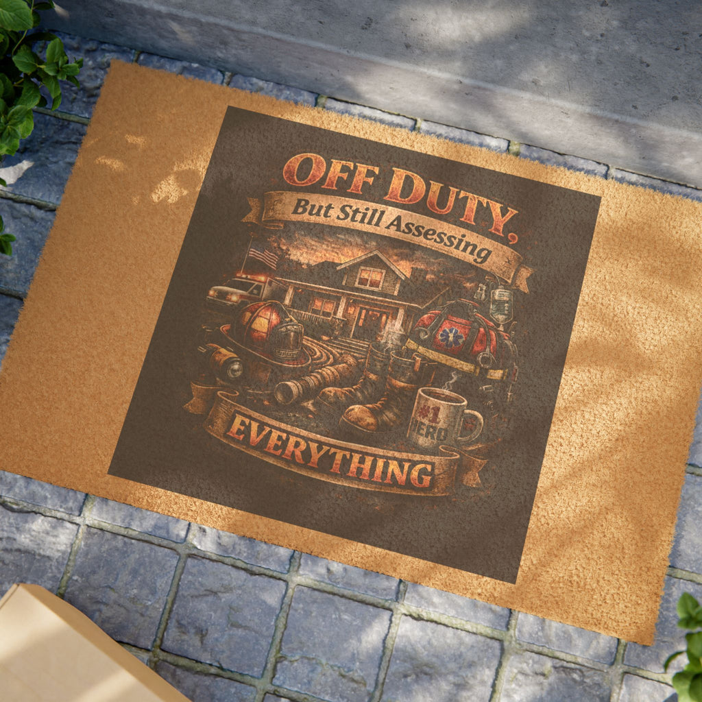 Doormat — Off-Duty Paramedic/Firefighter 'Always Assessing' Welcome Mat