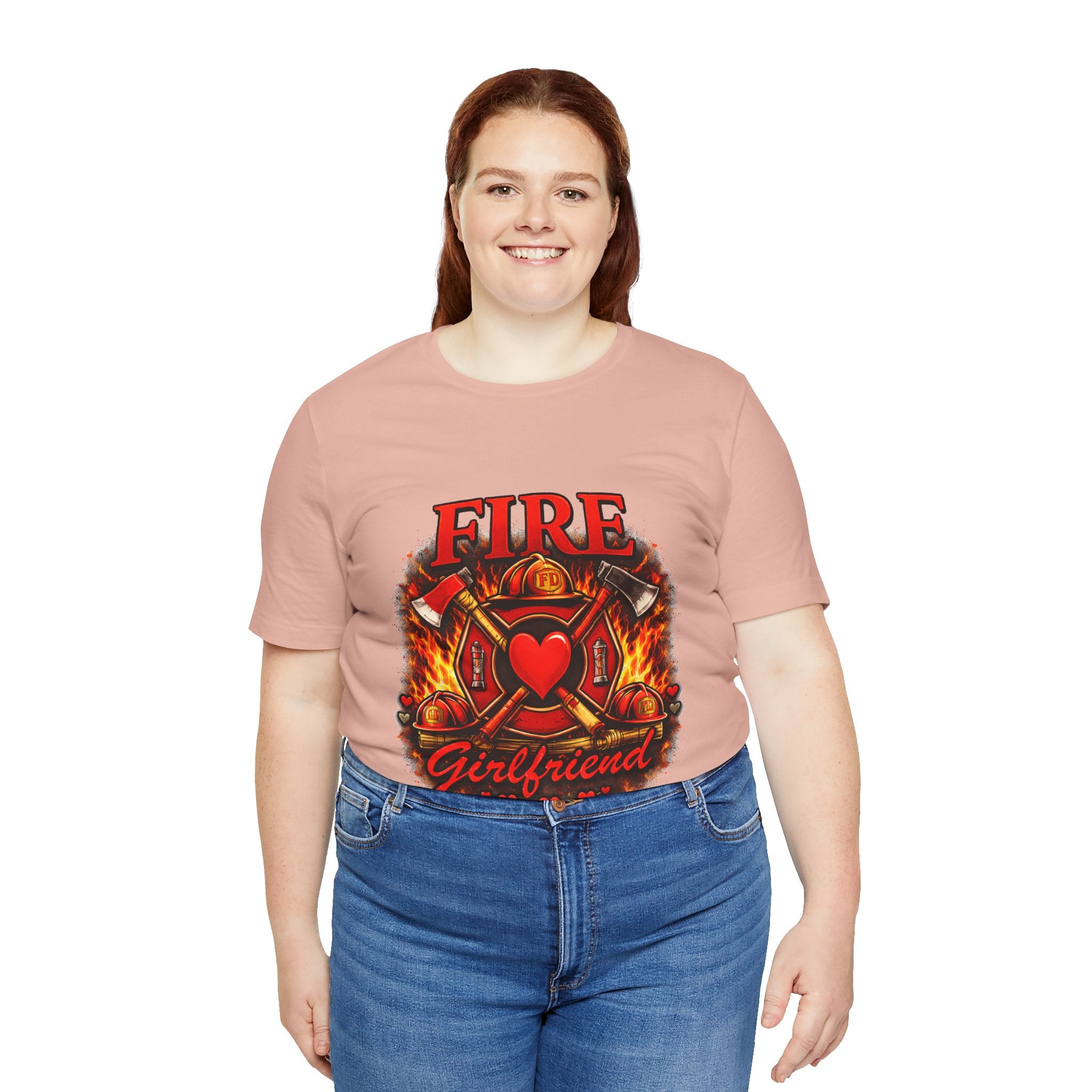 Firefighter Girlfriend T-Shirt — Fire Department Heart Logo Tee
