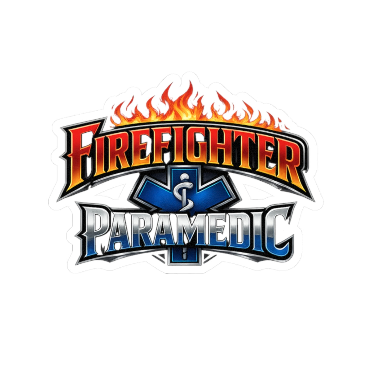 Firefighter & Paramedic Kiss-Cut Sticker — Fire Emoji Flame EMS Logo