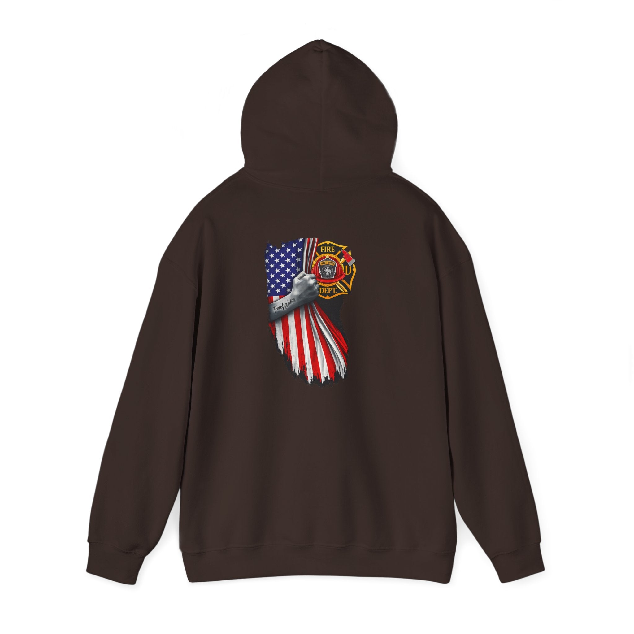 Patriotic Eagle Hoodie with American Flag and Firefighter Badge - 4th of July Memorial Pullover