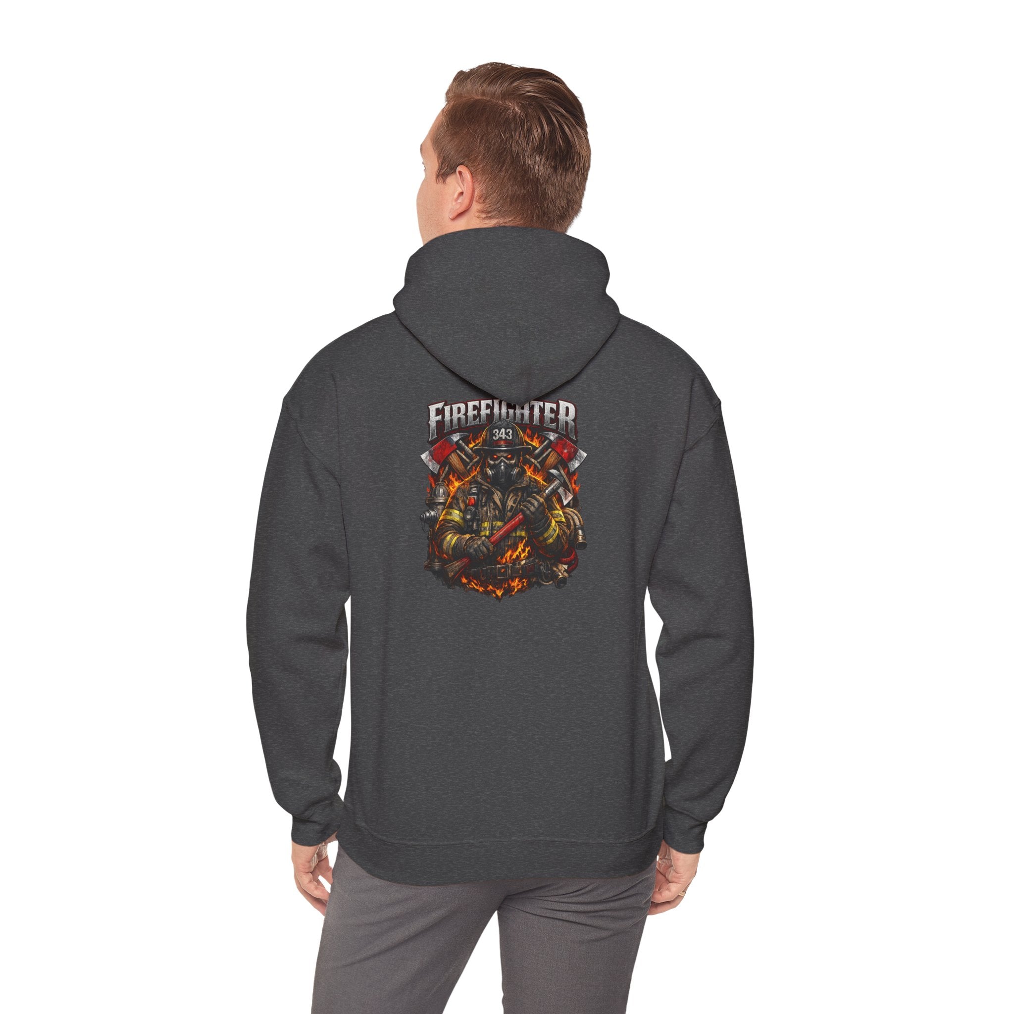 Firefighter Axe Shield Hoodie — Vintage Firefighter Engine Pullover