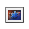 EMS Star of Life Framed Poster — Blue Emergency Medical Wall Art (Matte)