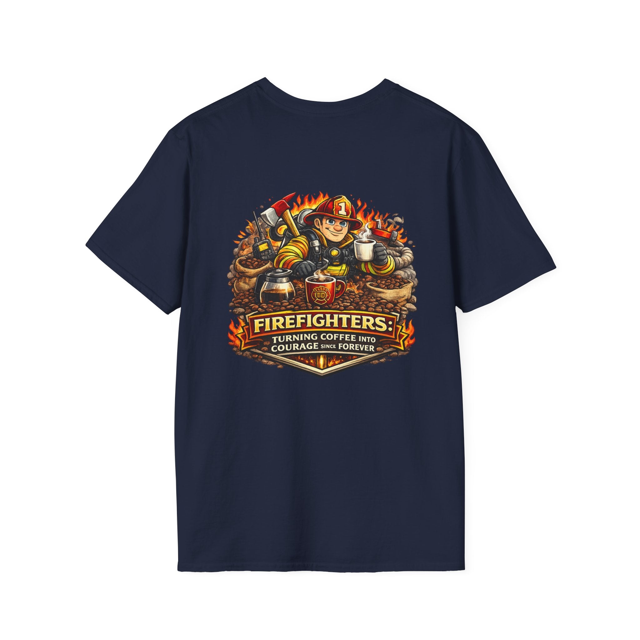 Firefighter Coffee T-Shirt — "Turning Coffee Into Courage" Graphic Tee