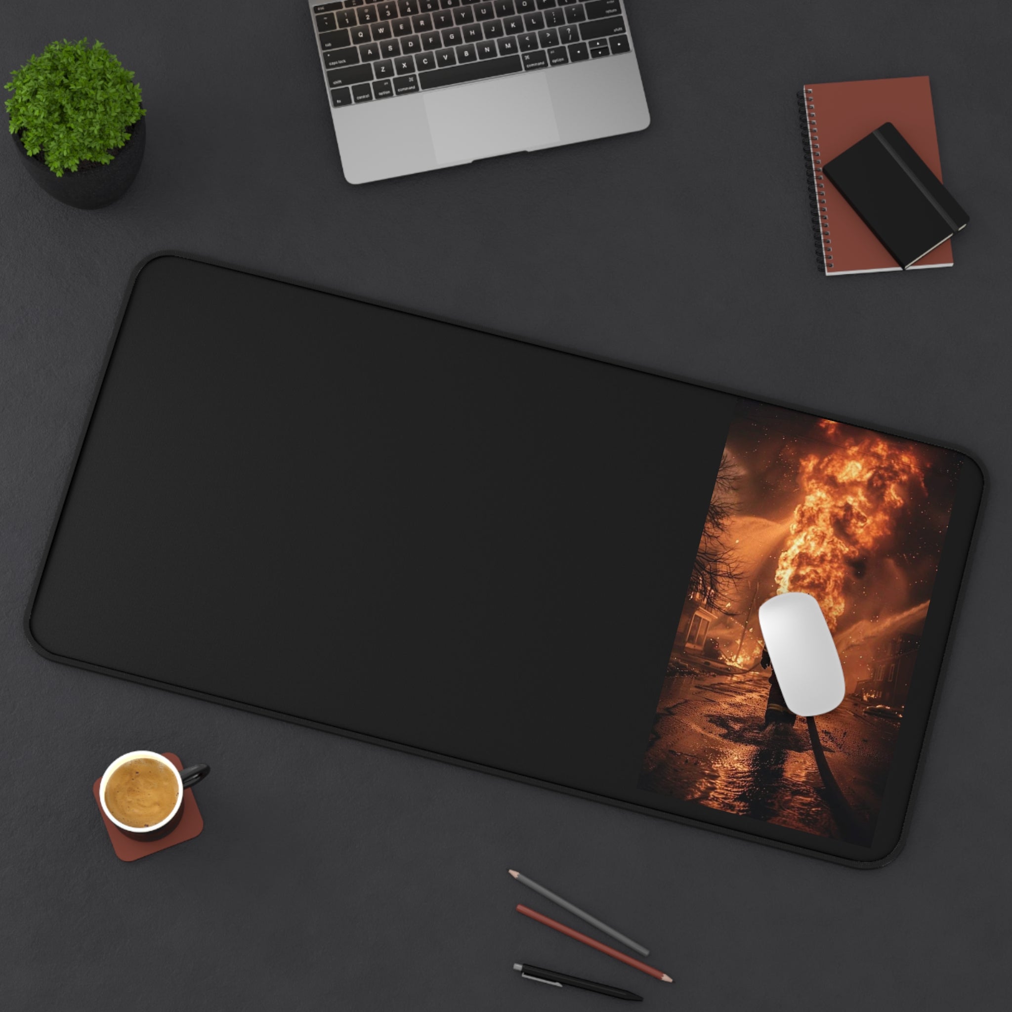 Firefighter Desk Mat – Courage in Flames Gaming/Work Mouse Pad