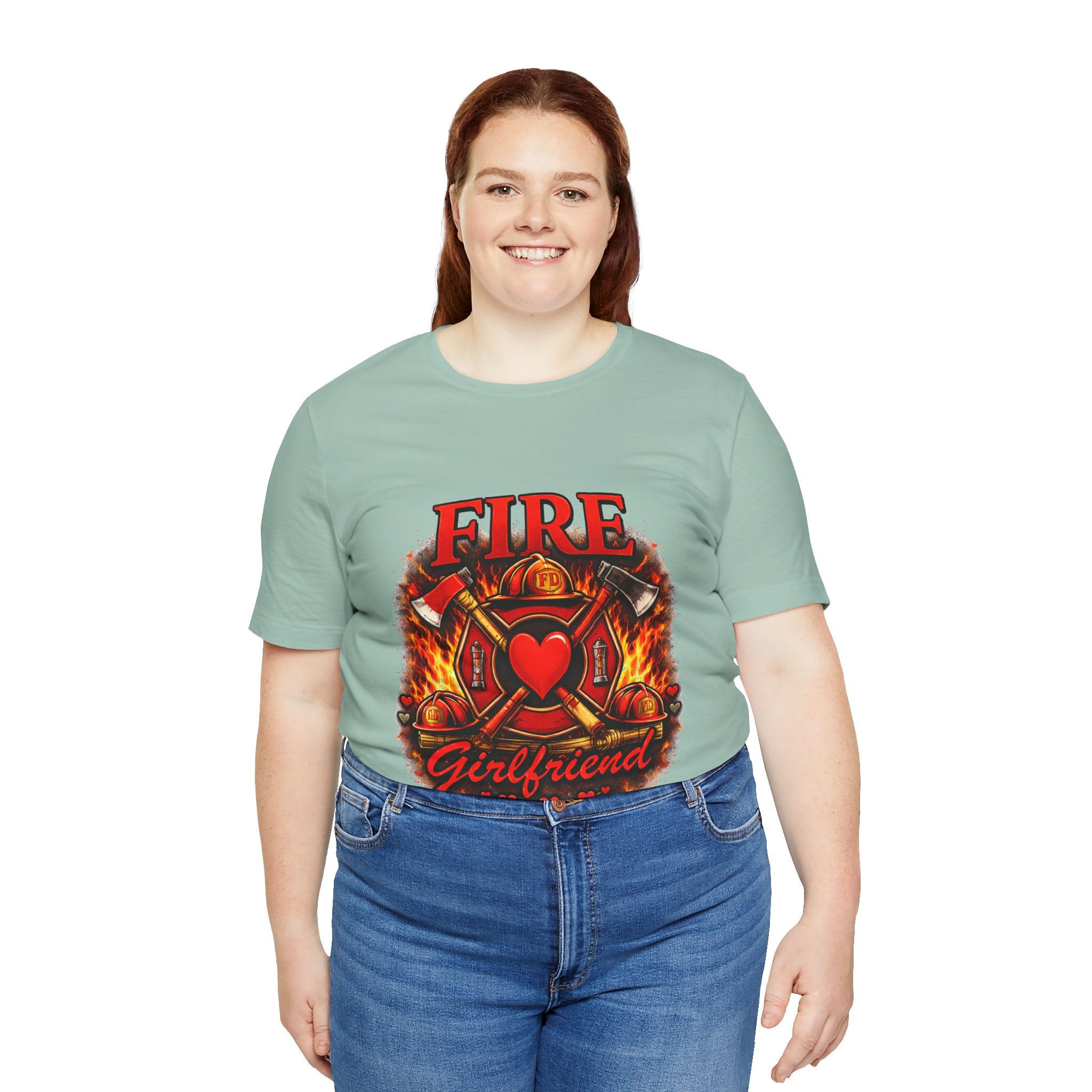 Firefighter Girlfriend T-Shirt — Fire Department Heart Logo Tee