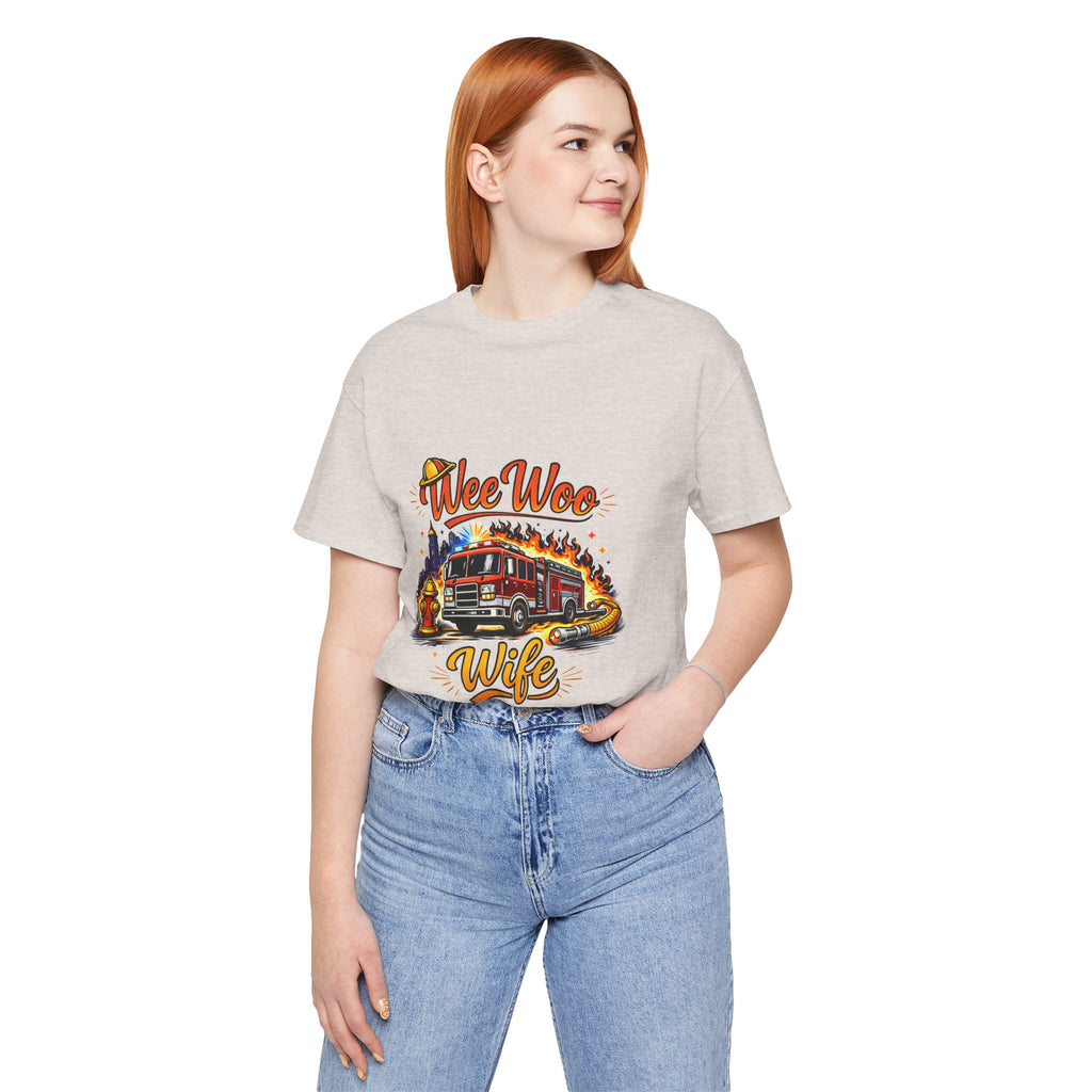 Firefighter Wife T-Shirt – "Wee Woo Wife" Fire Truck Graphic Tee