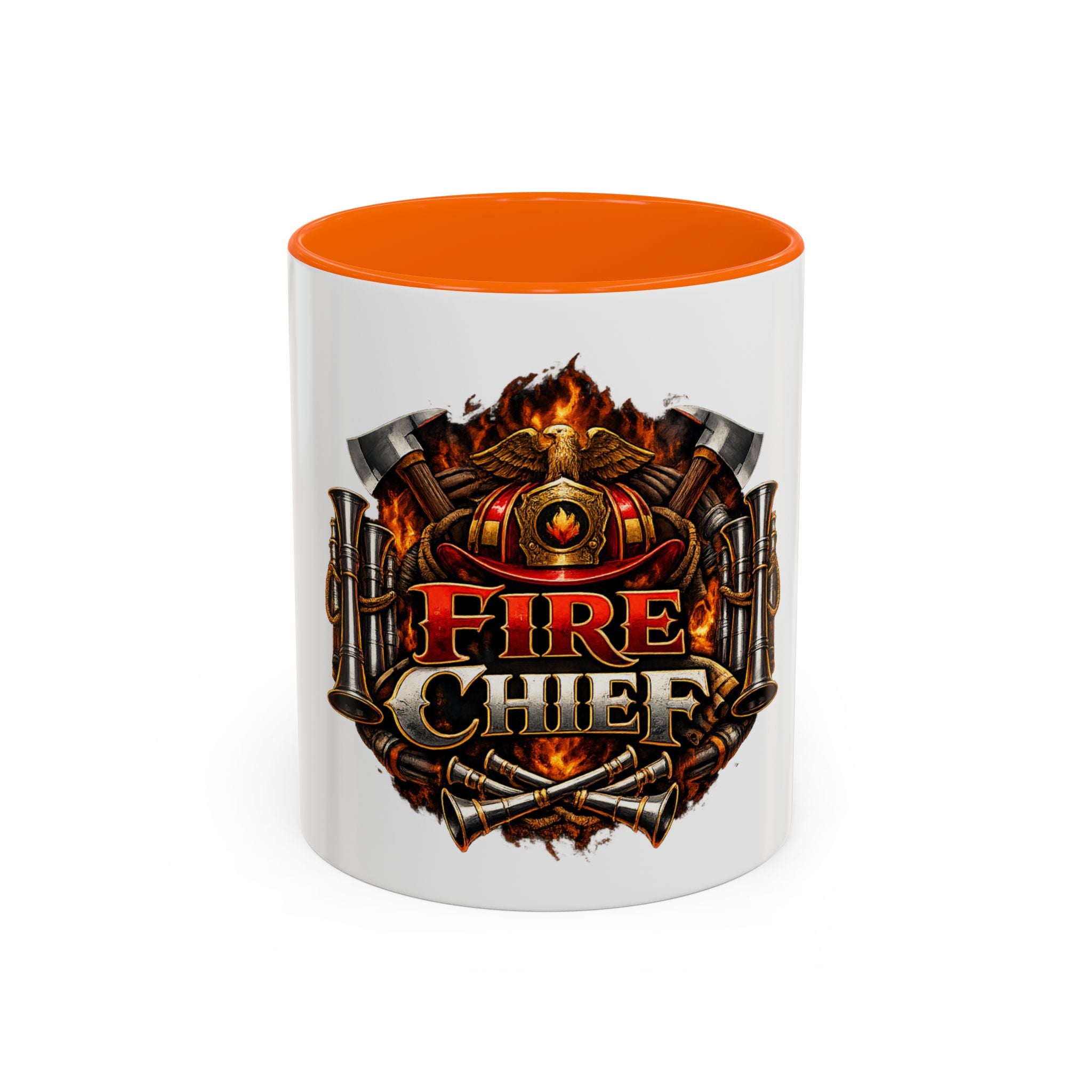 Fire Chief Coffee Mug — Firefighter Badge Emblem Accent Mug (11/15oz)