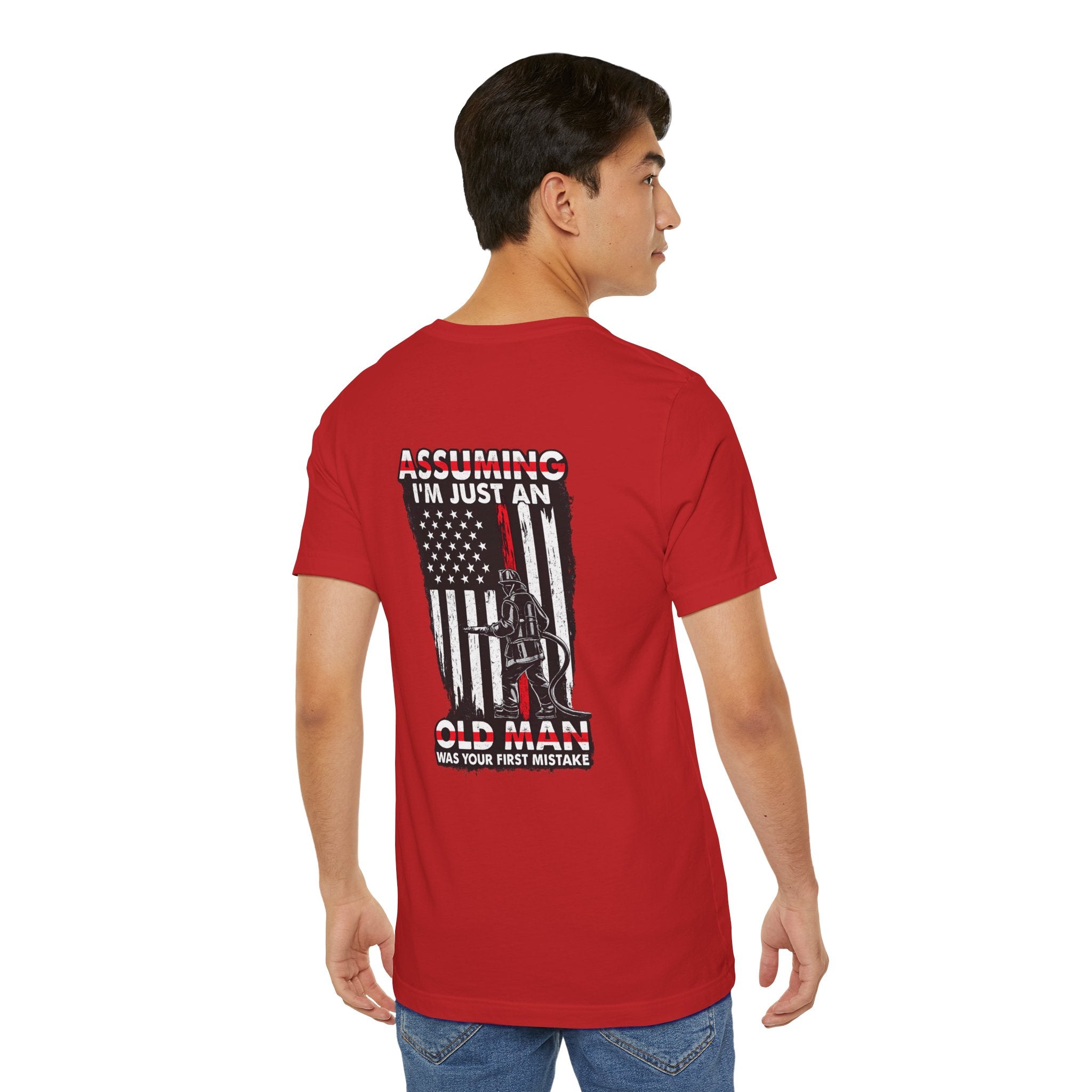 T‑Shirt - "Assuming I’m Just an Old Man" American Flag Fishing Tee