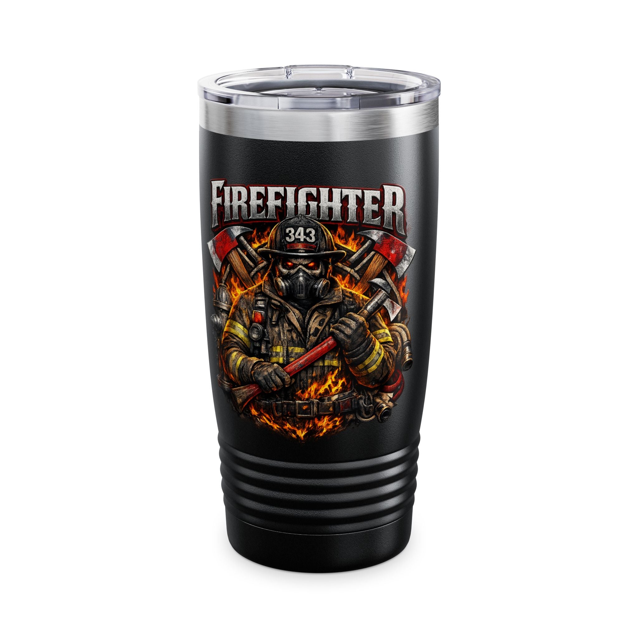 Firefighter 20oz Tumbler — '343' Firefighter Badge Insulated Travel Cup