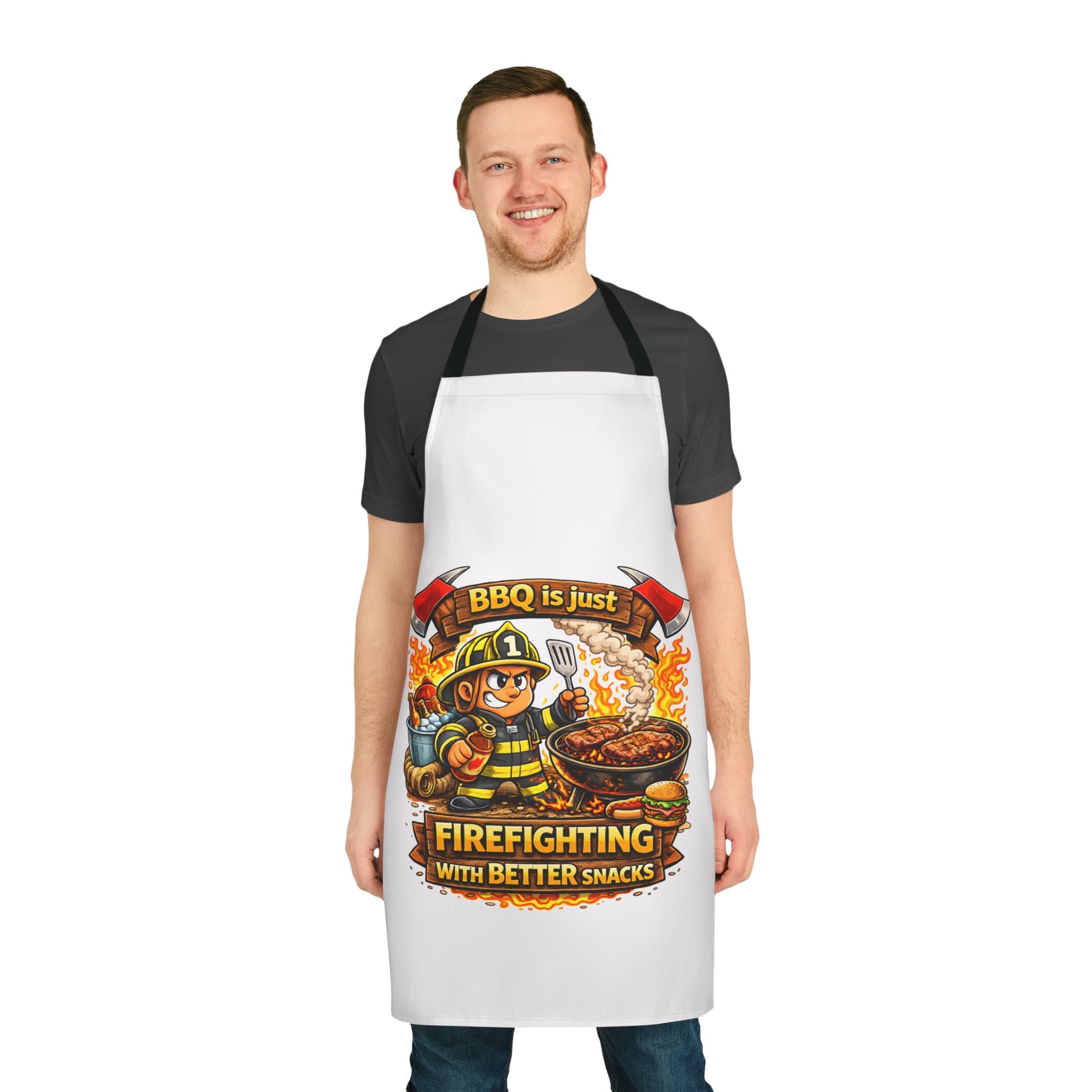 Firefighter BBQ Apron – "BBQ is Just Firefighting with Better Snacks"