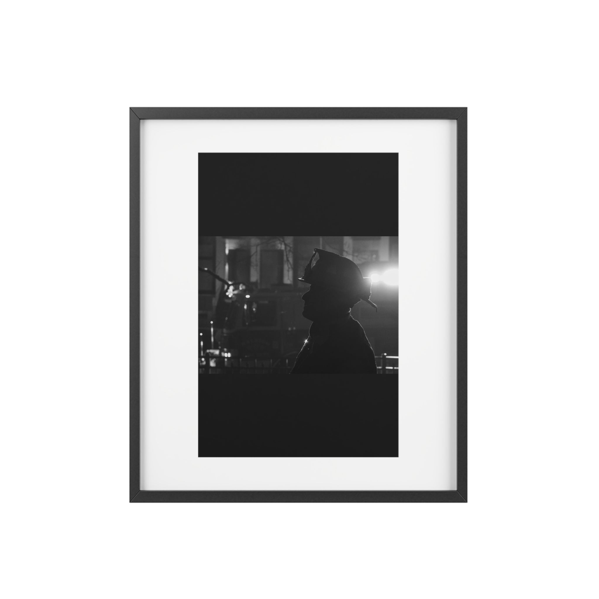 Framed Poster — Silhouette Firefighter Photo (Matte)