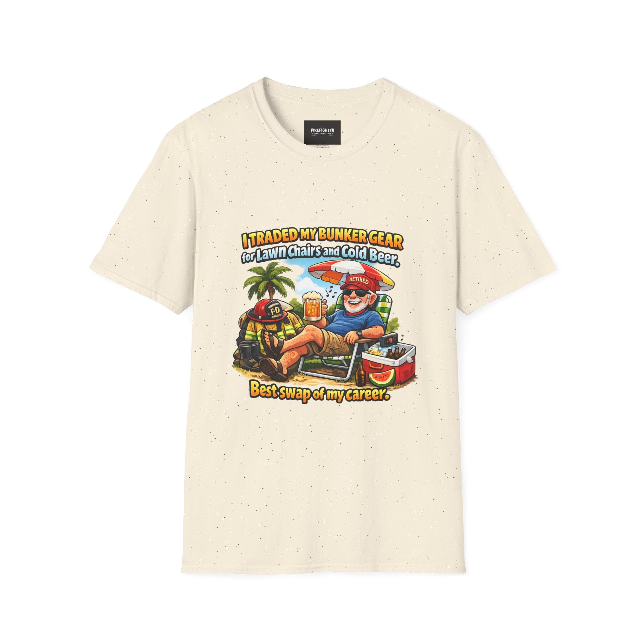 Firefighter Retirement T-Shirt — "I Traded My Bunker Gear... Best Swap of My Career" Front Graphic