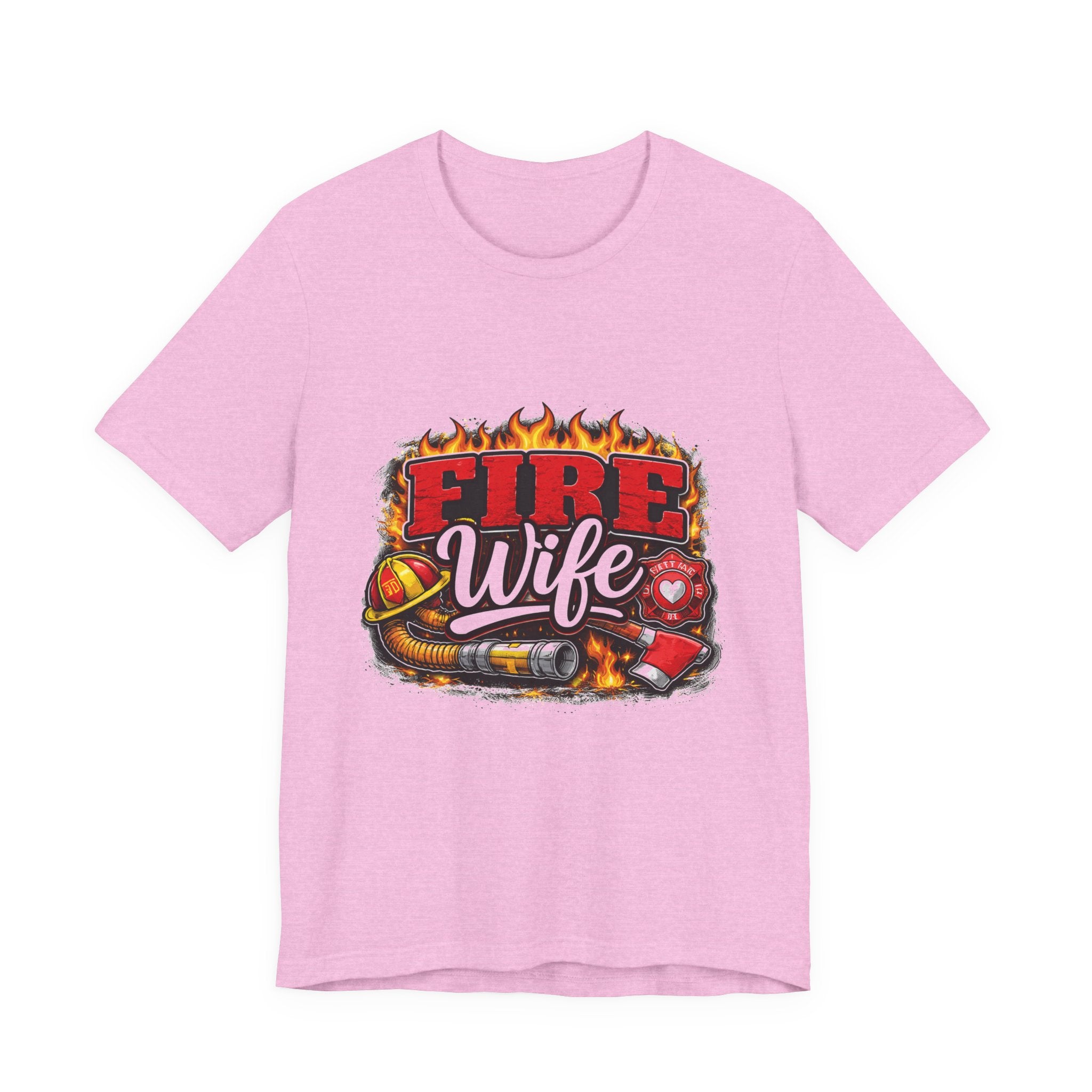 Fire Wife T-Shirt — Firefighter Spouse Tee with Helmet & Hose Design