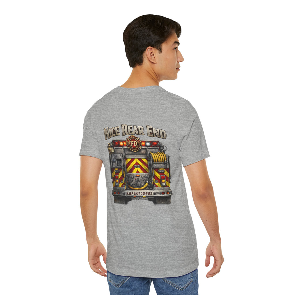 Firefighter Truck T-Shirt — "Nice Rear End" Back Print