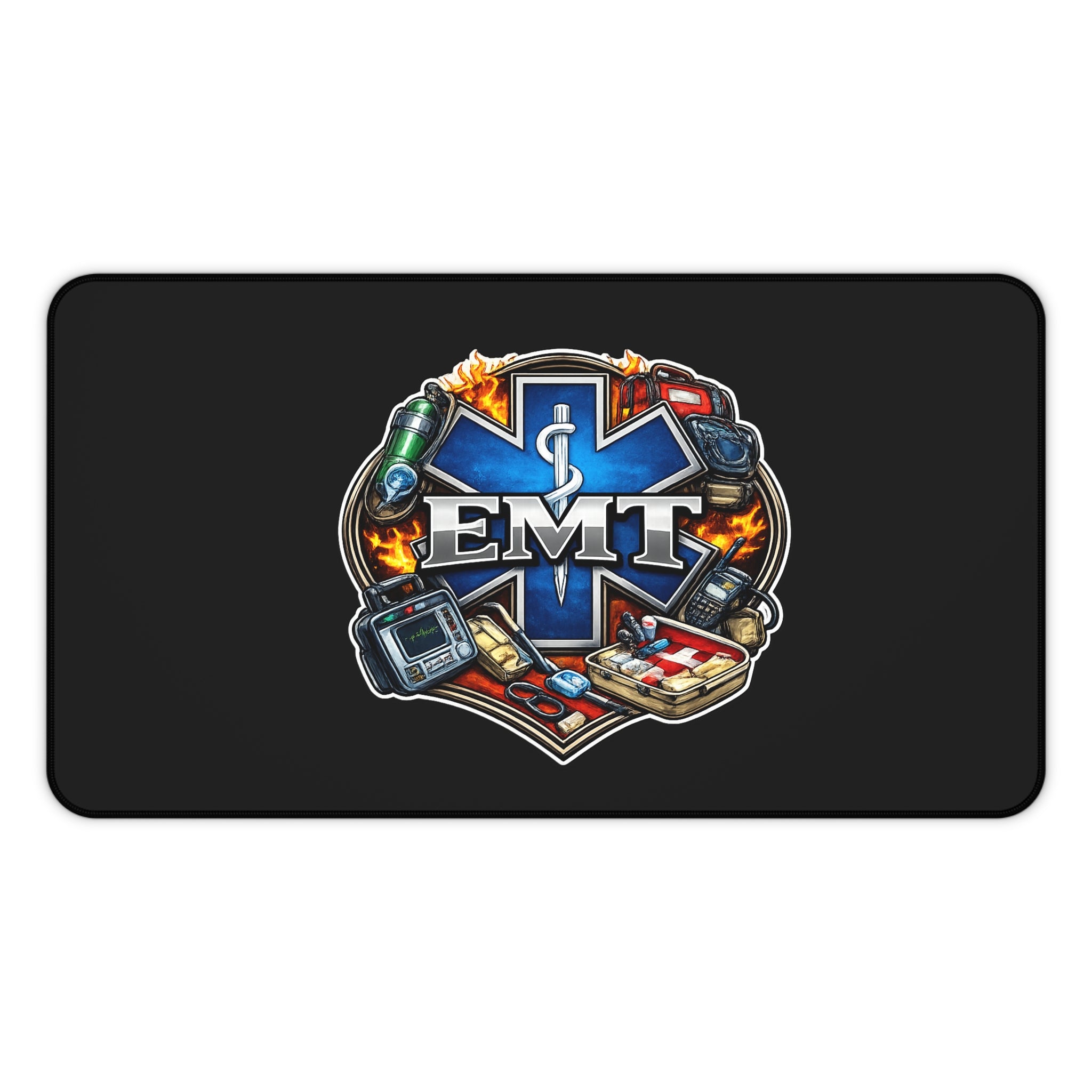 EMT Medic Desk Mat — Emergency Medical Technician Logo Mouse Pad