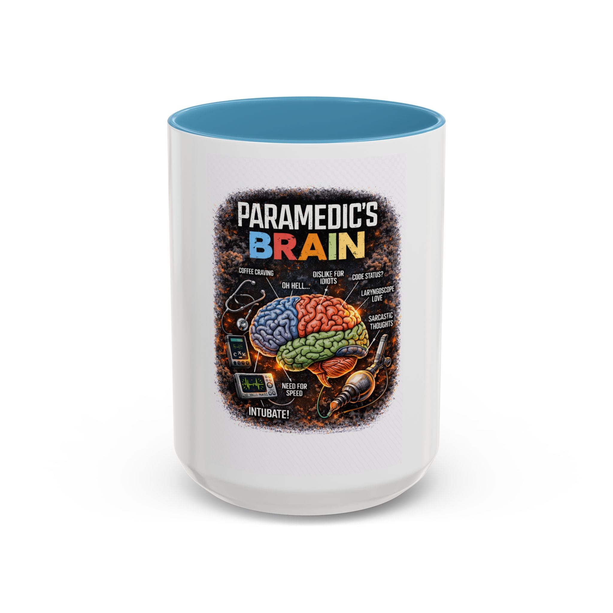 Paramedic's Brain Coffee Mug – Illustrated EMT Anatomy Accent Mug (11/15 oz)