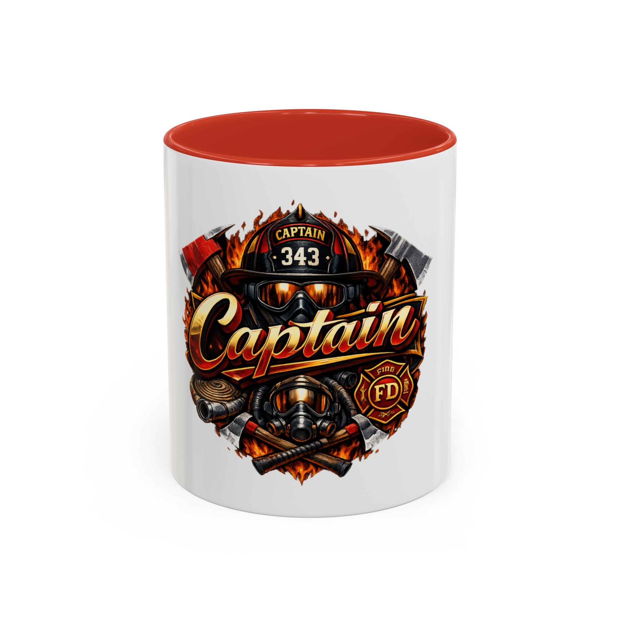 Captain Firefighter Coffee Mug — 'Captain' Fire Rescue Emblem Accent Mug (11/15oz)