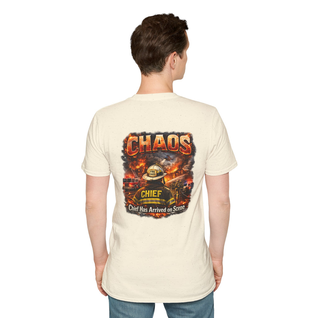 CHAOS Chief Firefighter T-Shirt — "Chief Has Arrived on Scene" Back Graphic