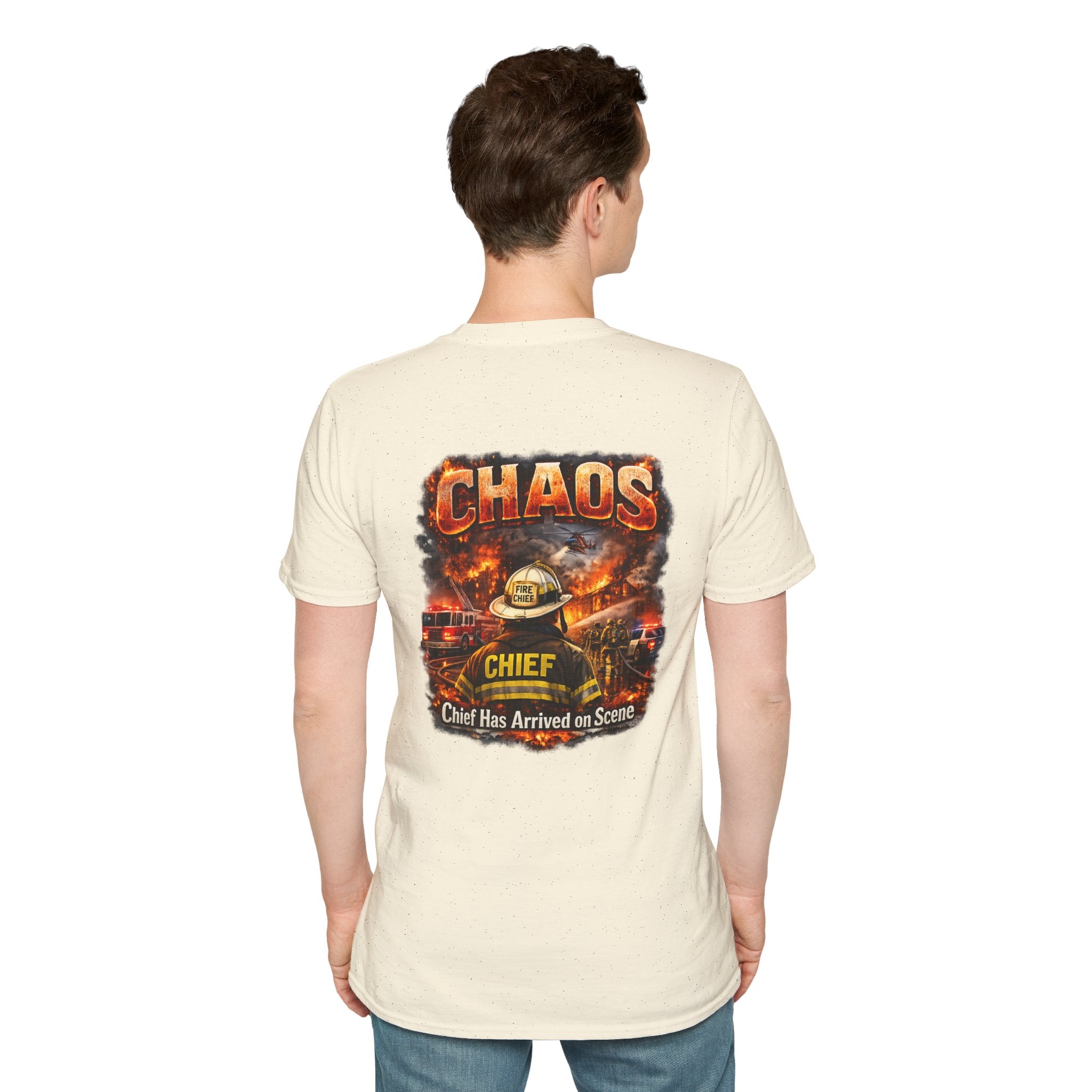 CHAOS Chief Firefighter T-Shirt — "Chief Has Arrived on Scene" Back Graphic