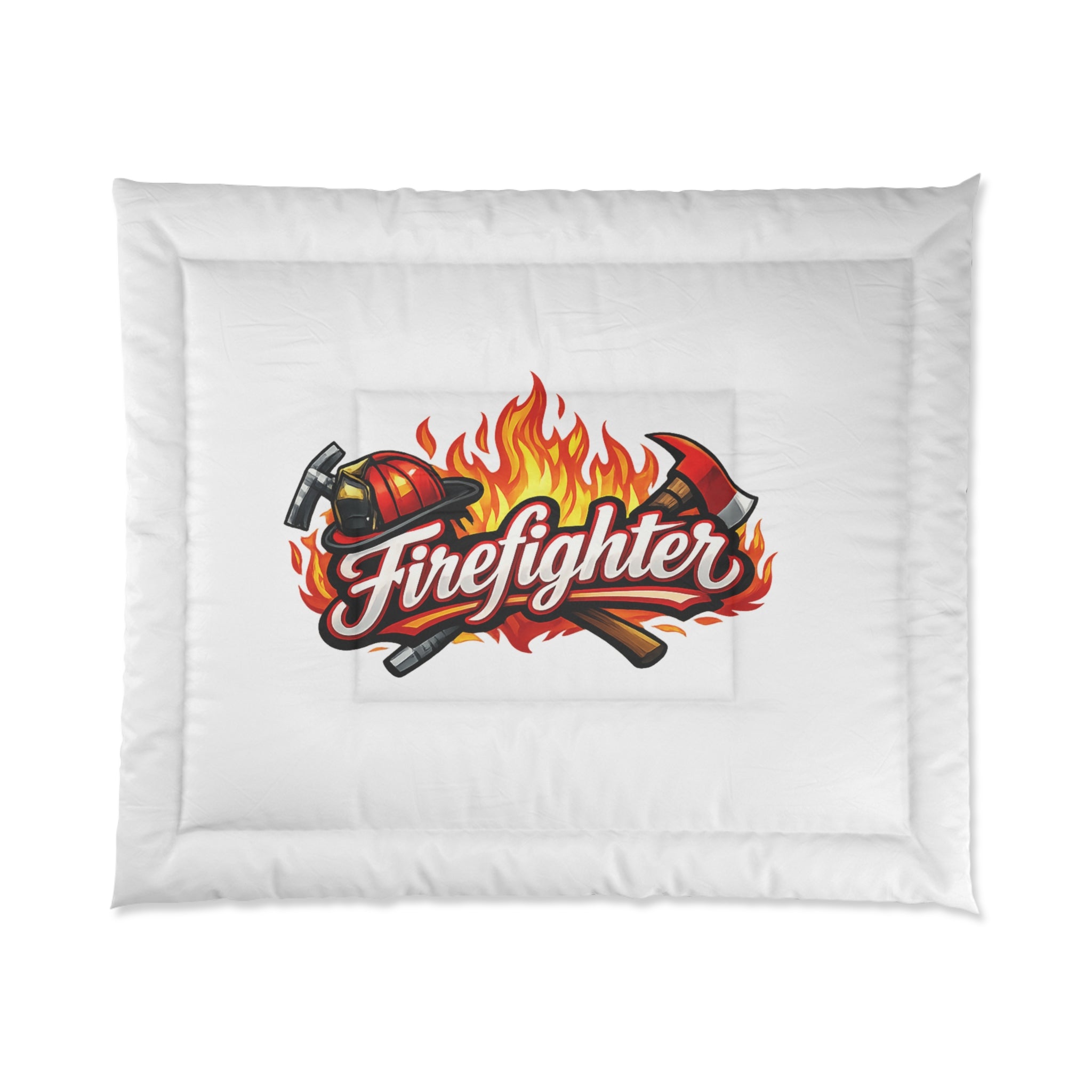 Firefighter Comforter - Flames & Helmet Bedding for Firefighter Tribute