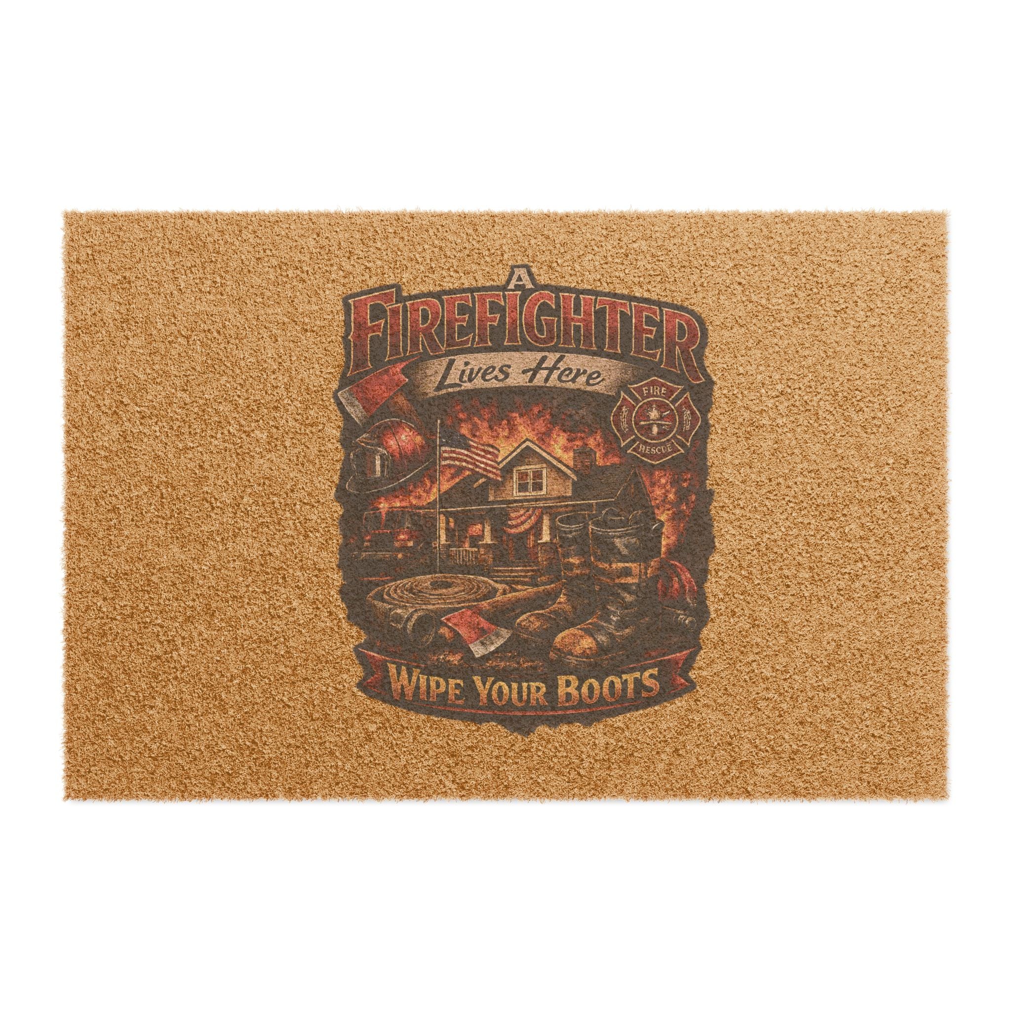 Firefighter Doormat — 'Wipe Your Boots' Welcome Mat