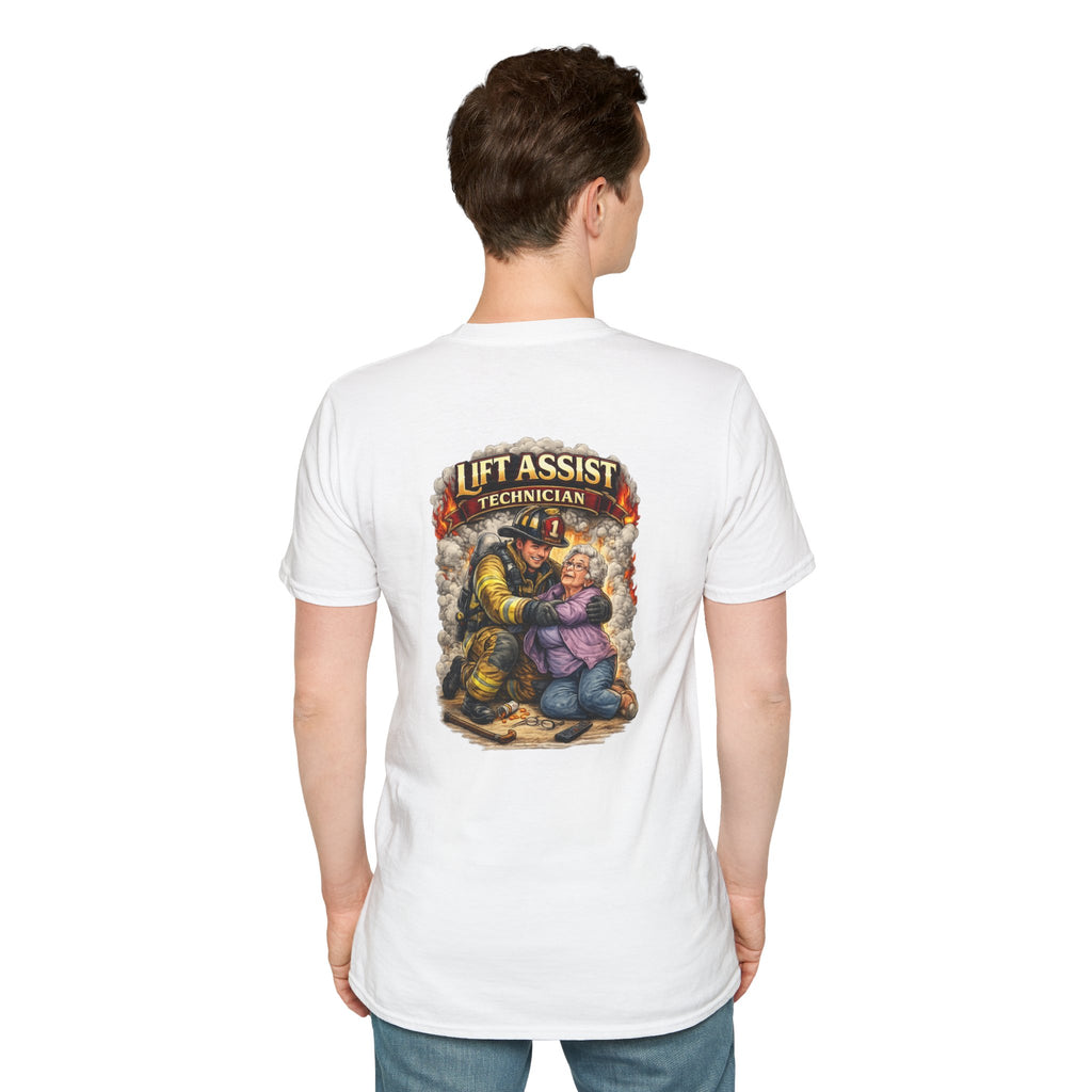 Firefighter Lift Assist Technician T‑Shirt — Rescue & Support Graphic Tee