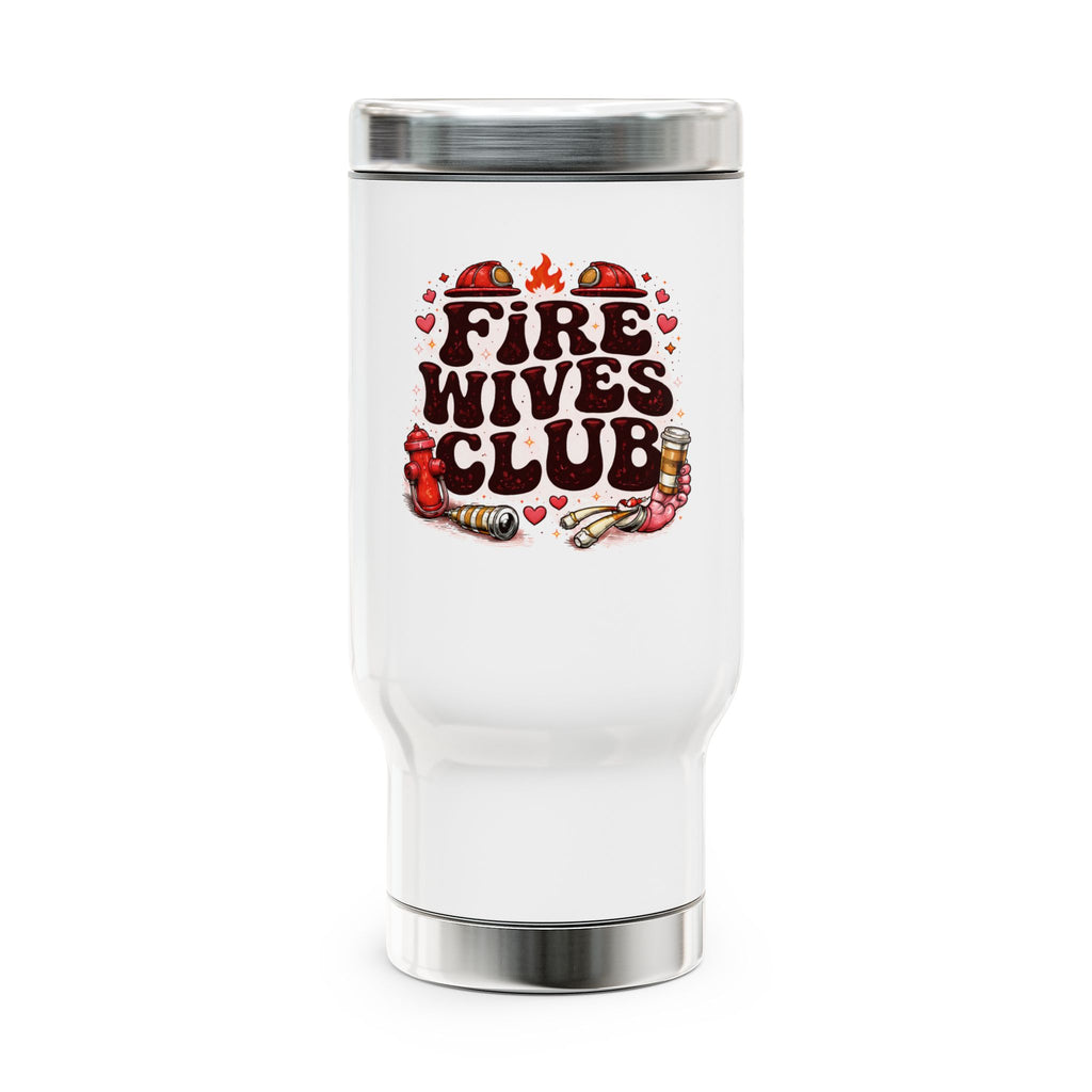 Fire Wives Club Travel Mug — 14oz Stainless Steel Insulated Coffee Tumbler with Handle