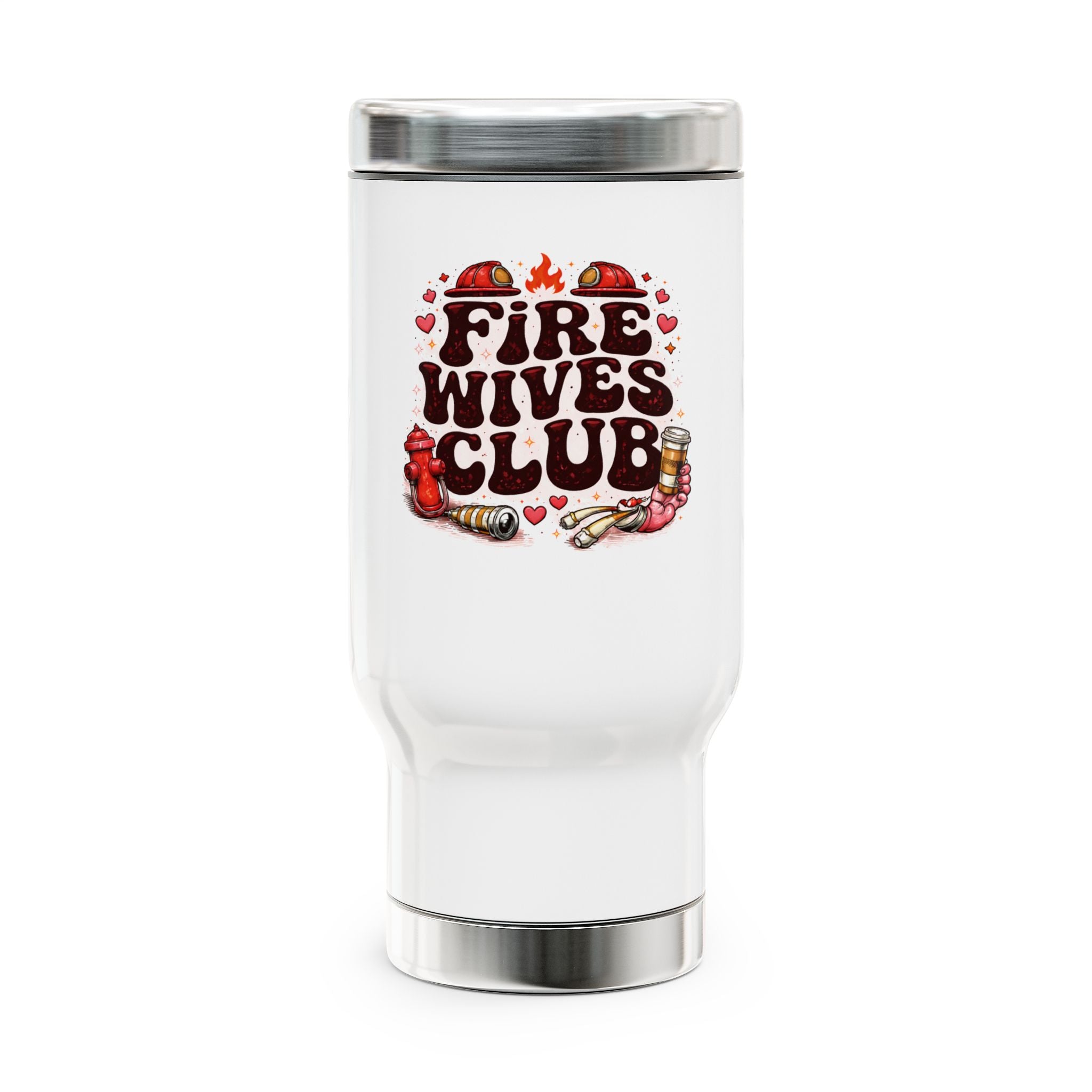 Fire Wives Club Travel Mug — 14oz Stainless Steel Insulated Coffee Tumbler with Handle