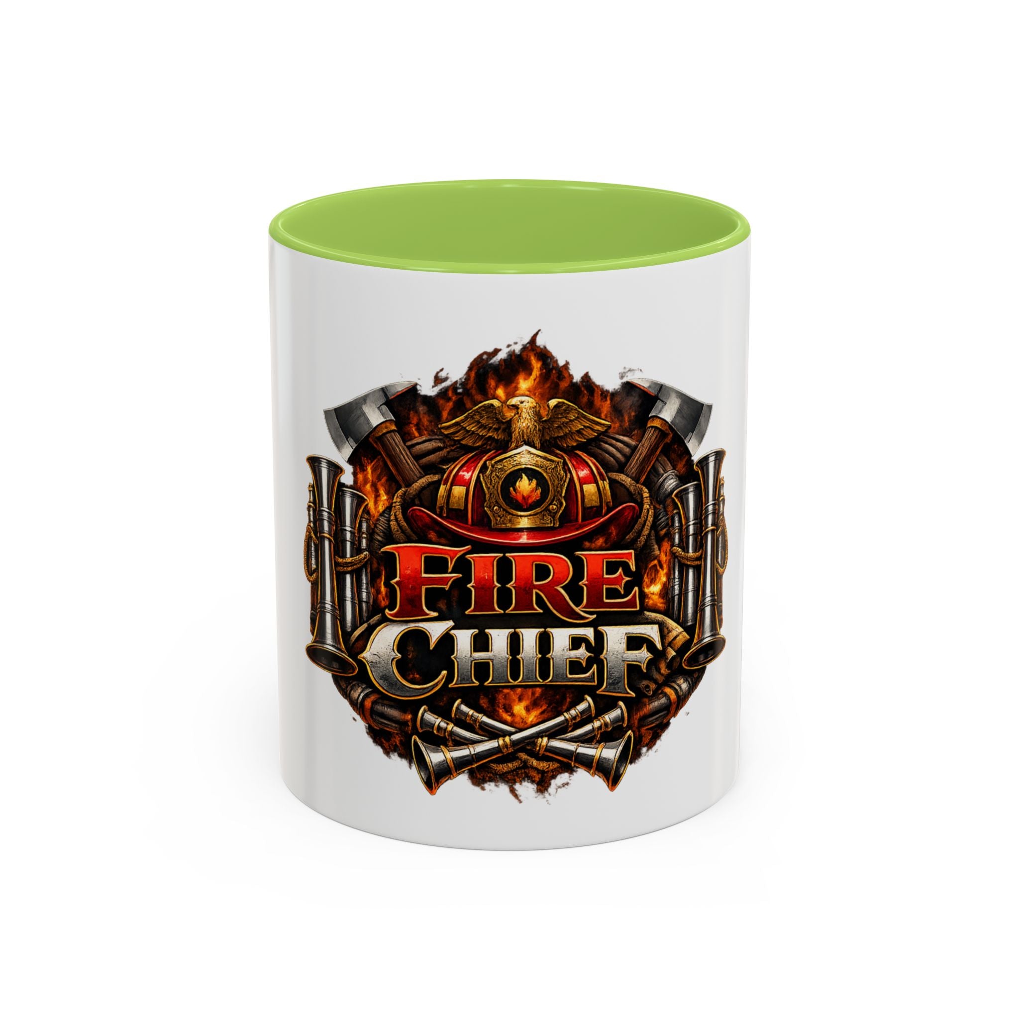 Fire Chief Coffee Mug — Firefighter Badge Emblem Accent Mug (11/15oz)