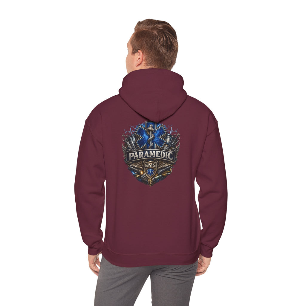 Paramedic EMS Badge Hoodie — Emergency Medical Technician Tribute Pullover